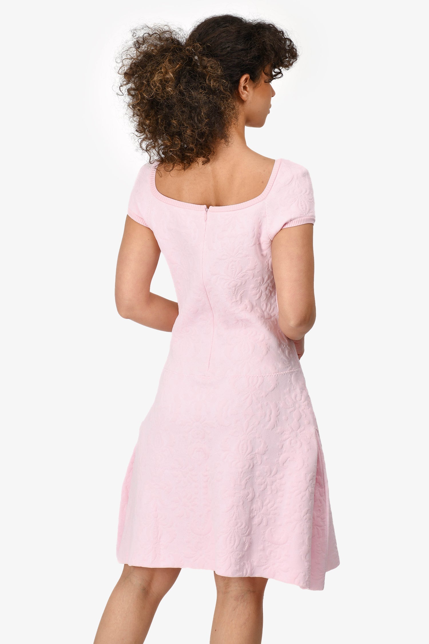Chanel™ Pink Jacquard 'Versaille' Dress Size 40