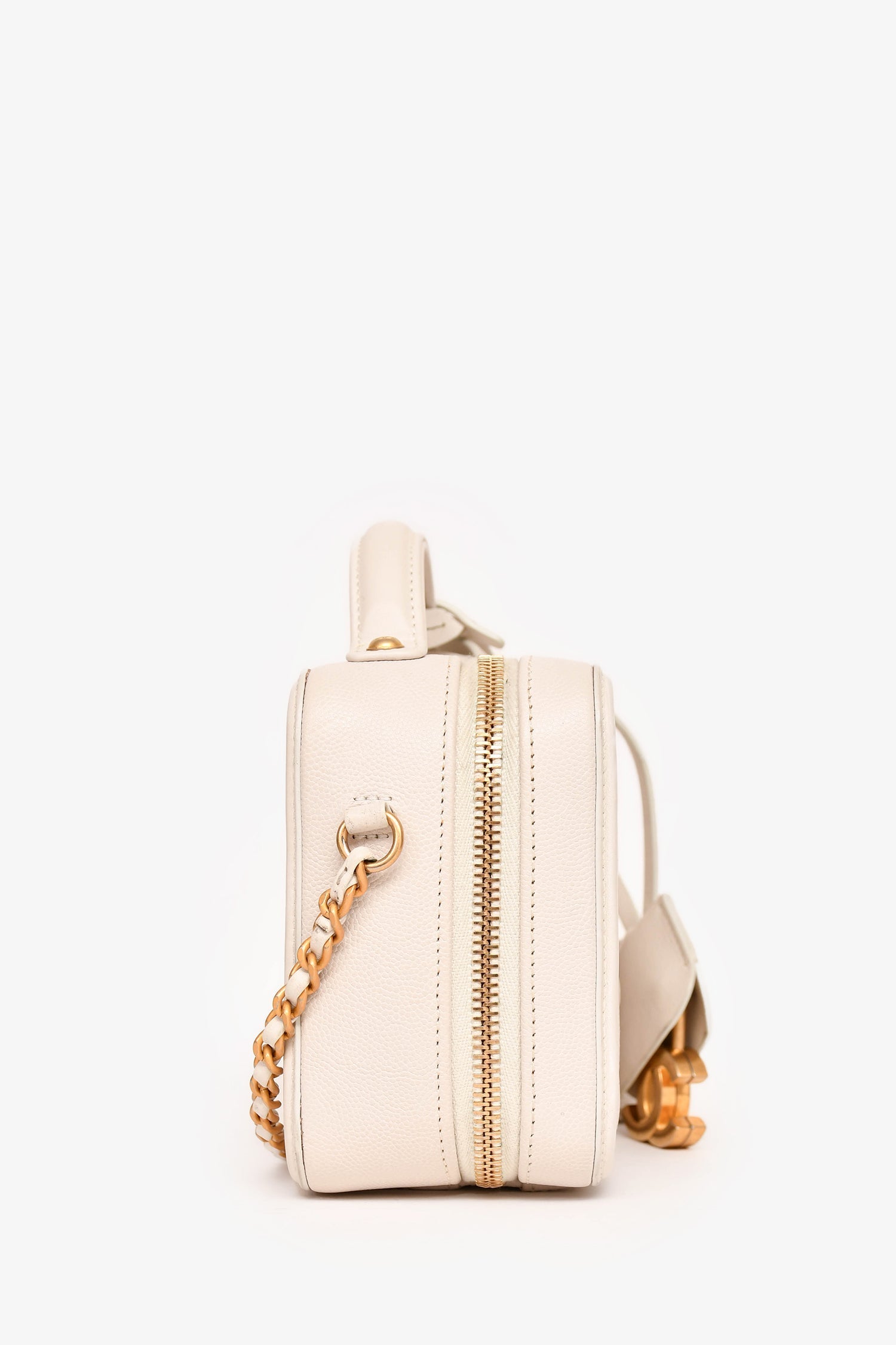 Chanel™ 2017/18 Cream Caviar Leather Small Filigree Vanity Case