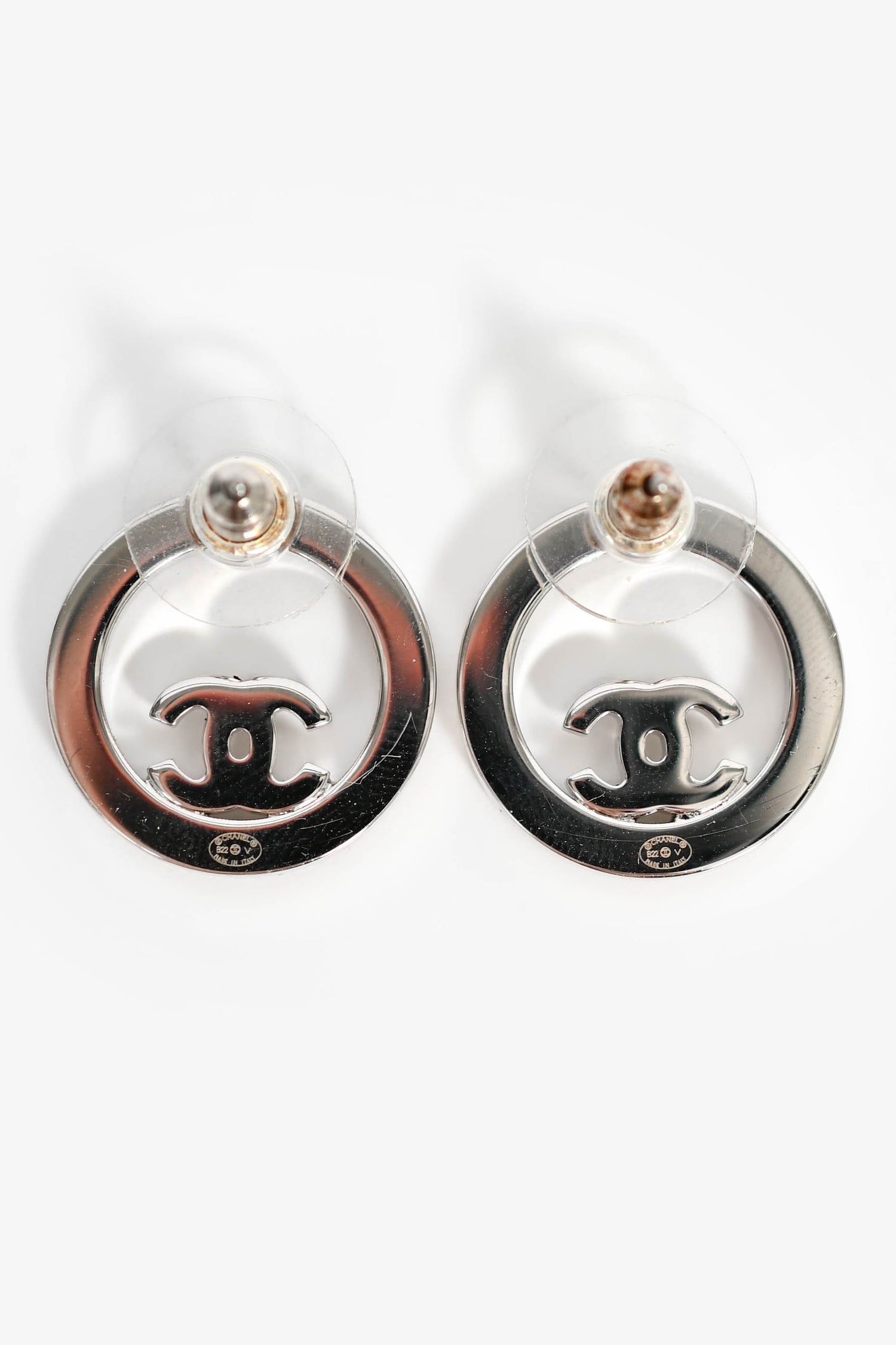 Chanel™ 2022 Silver Toned Crystal Ring CC Studs