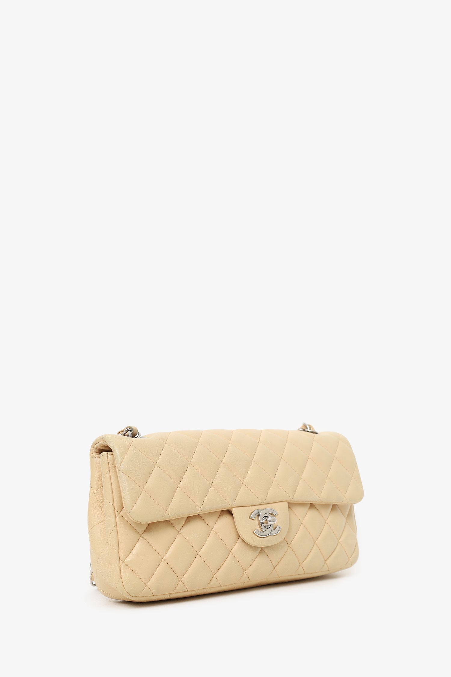 Chanel™ 2010-11 Beige Quilted Lambskin East/West Single Flap Bag