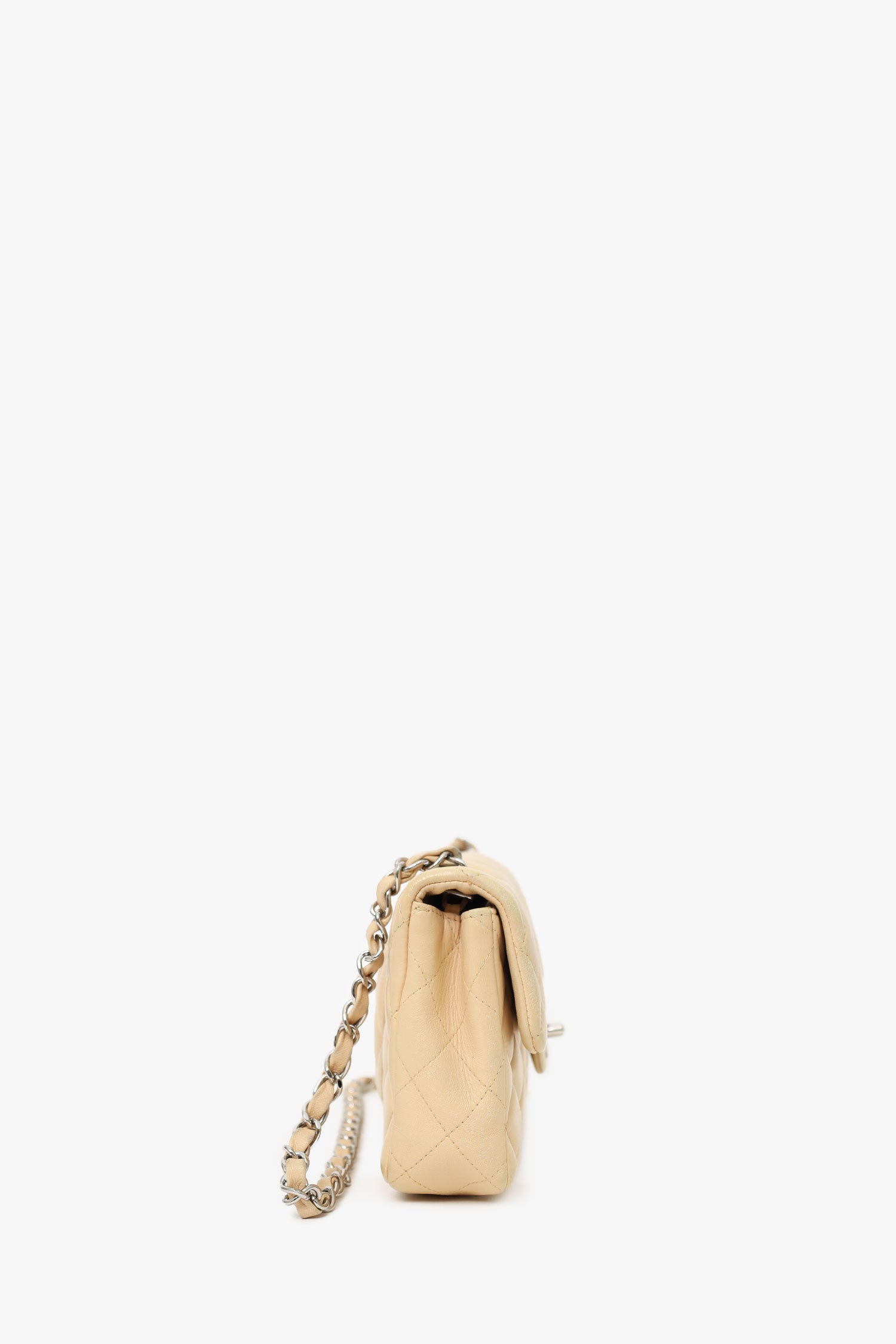 Chanel™ 2010-11 Beige Quilted Lambskin East/West Single Flap Bag