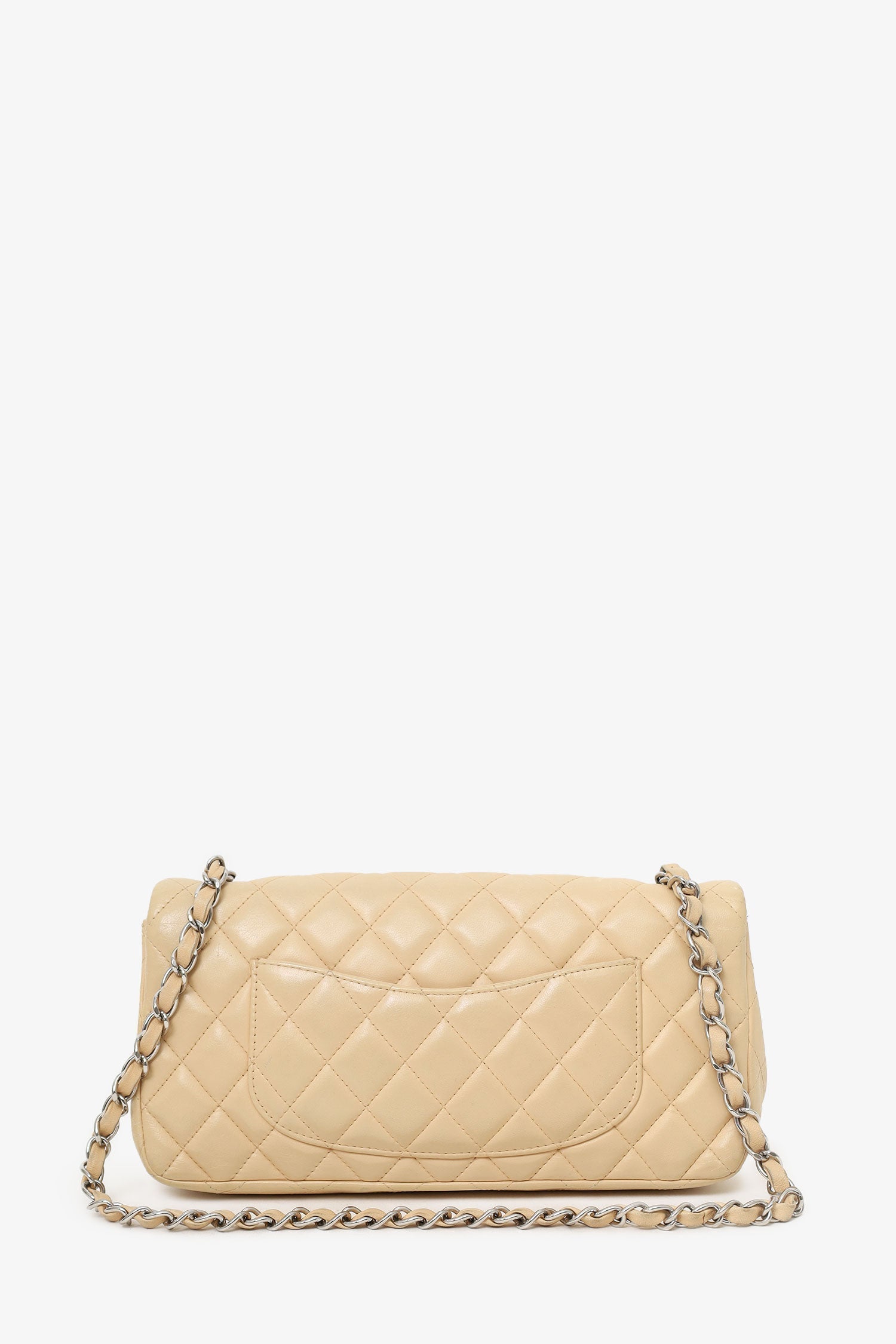 Chanel™ 2010-11 Beige Quilted Lambskin East/West Single Flap Bag