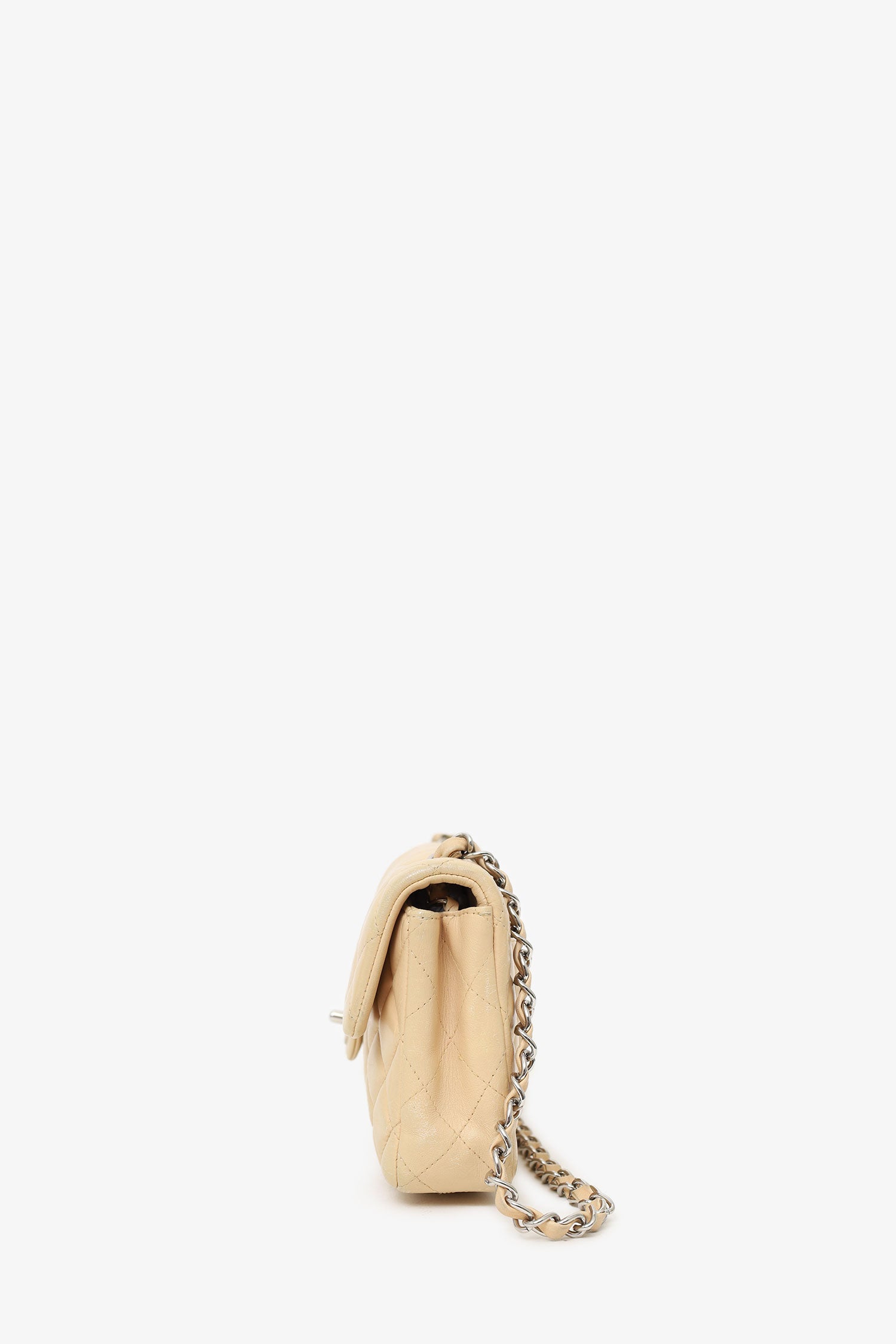 Chanel™ 2010-11 Beige Quilted Lambskin East/West Single Flap Bag