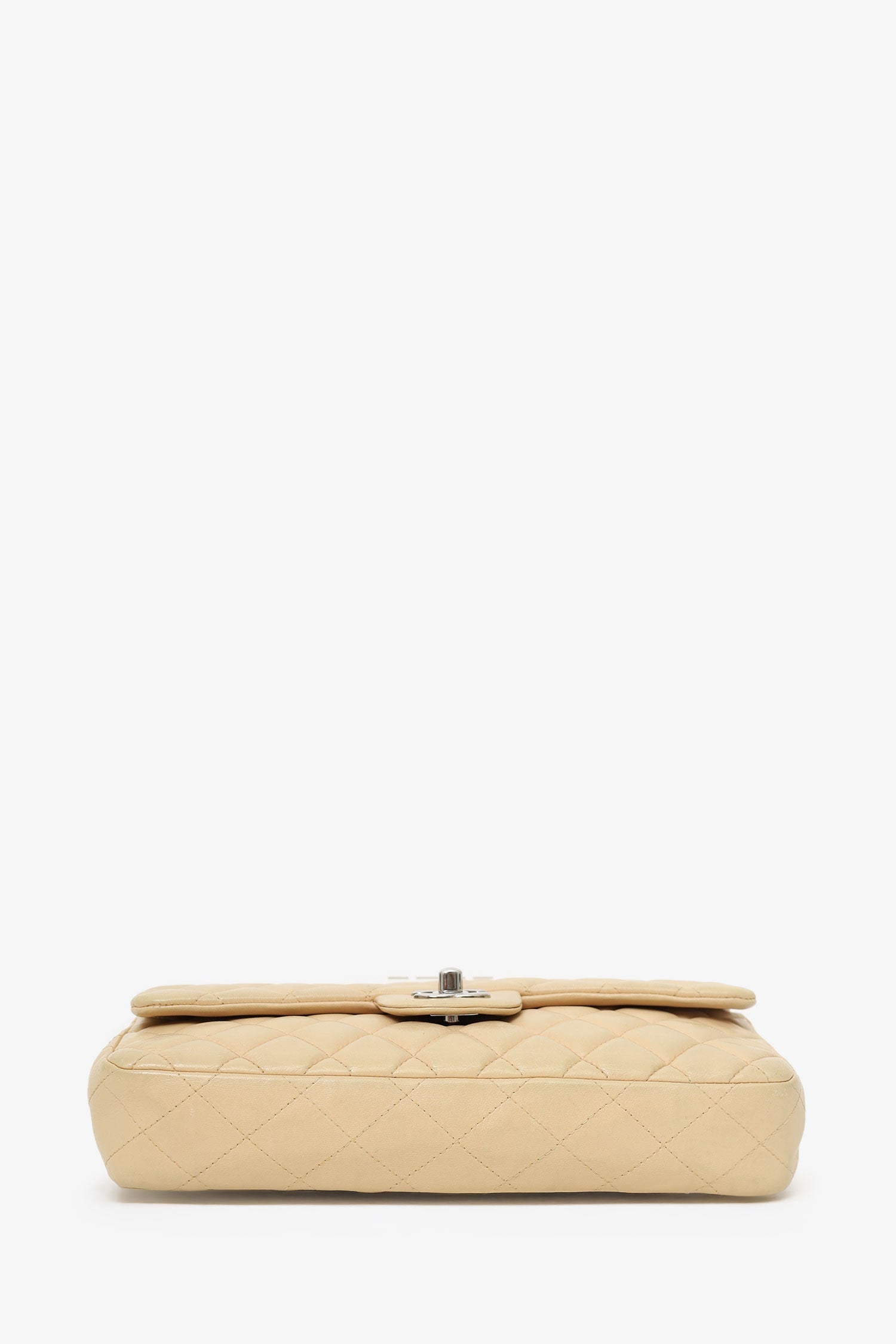 Chanel™ 2010-11 Beige Quilted Lambskin East/West Single Flap Bag