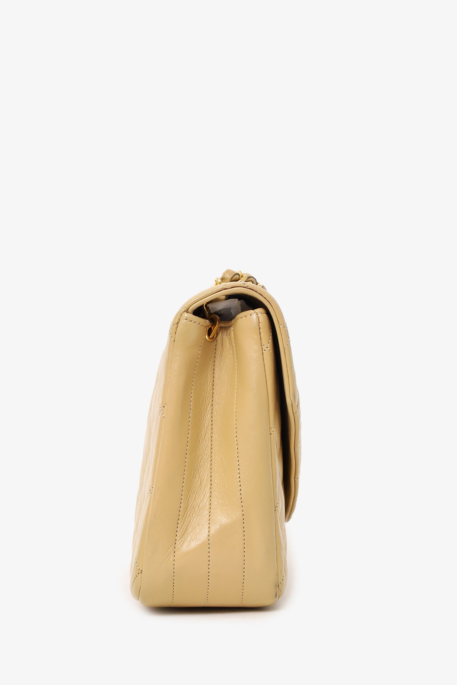 Chanel™ 1986-88 Beige Quilted Lambskin Half Moon Flap Bag