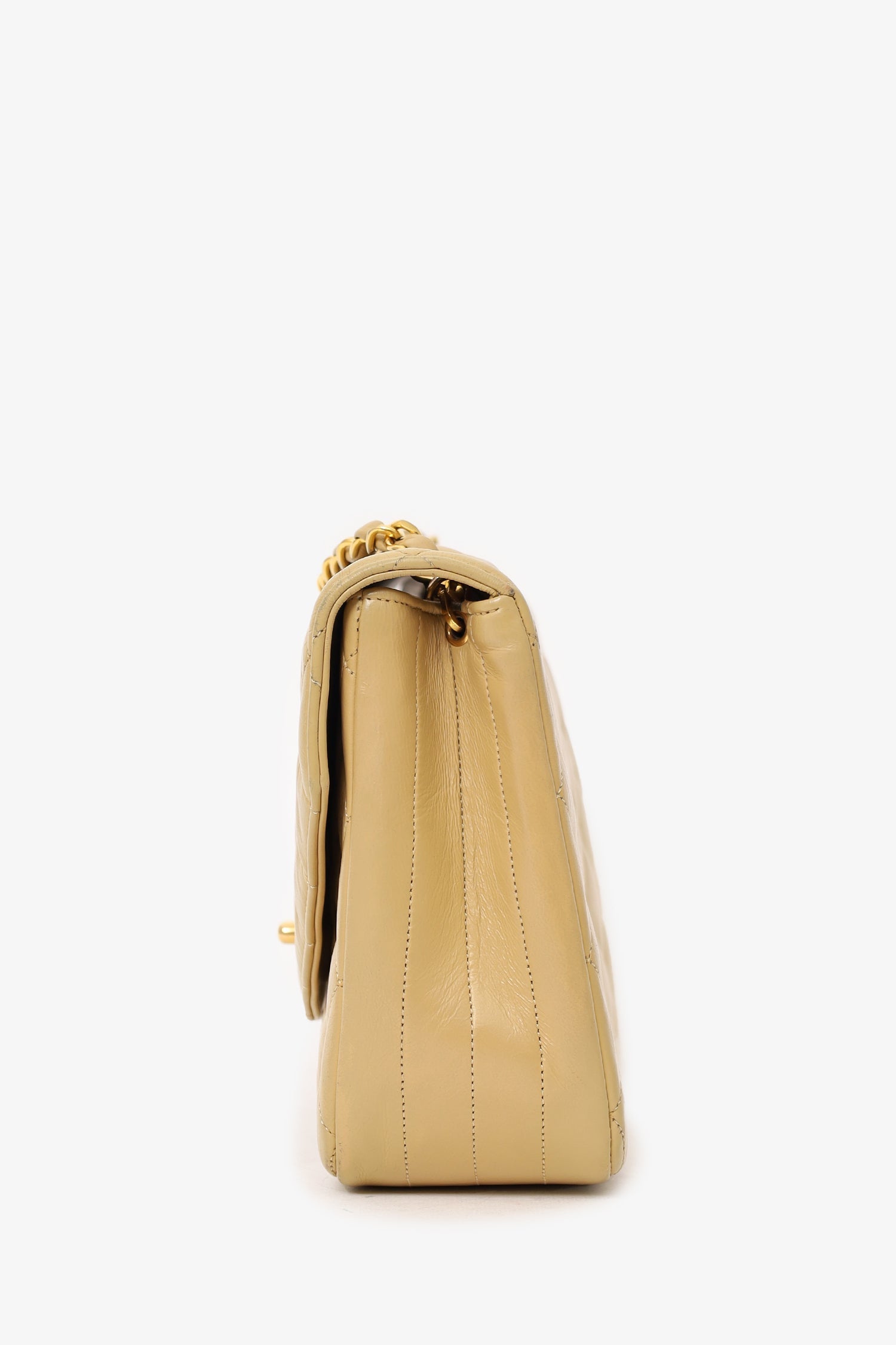 Chanel™ 1986-88 Beige Quilted Lambskin Half Moon Flap Bag