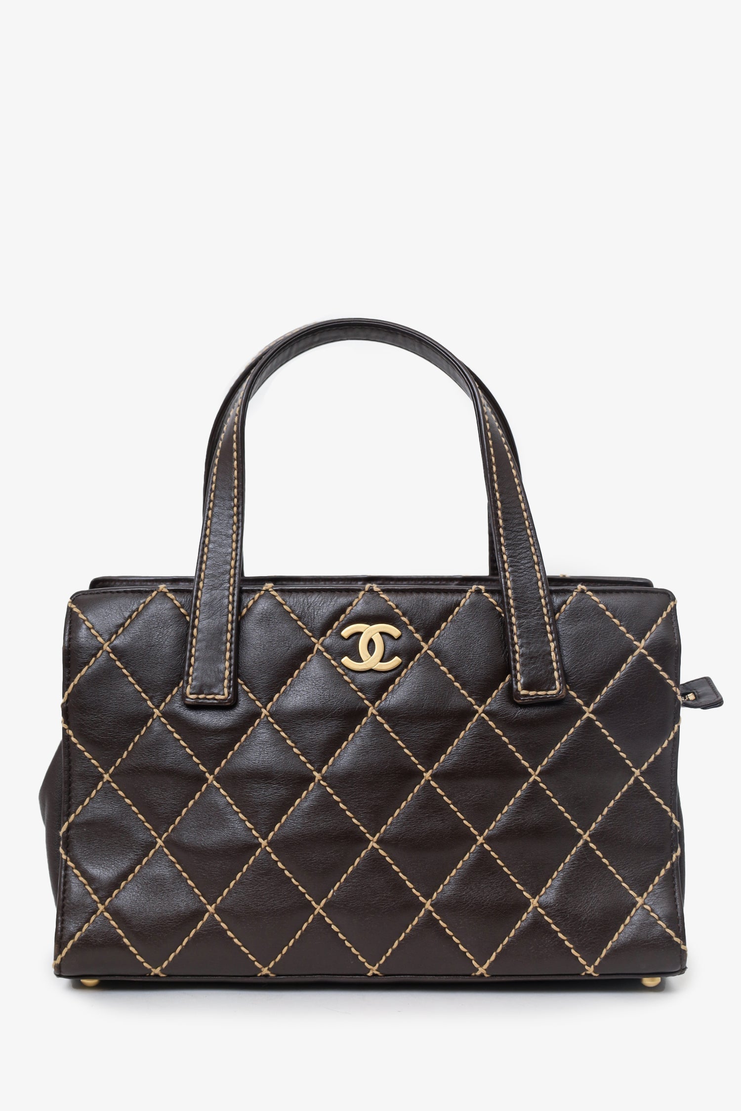 Chanel™ 2004-05 Brown Leather Wild Stitch Coco Mark Leather Tote Bag