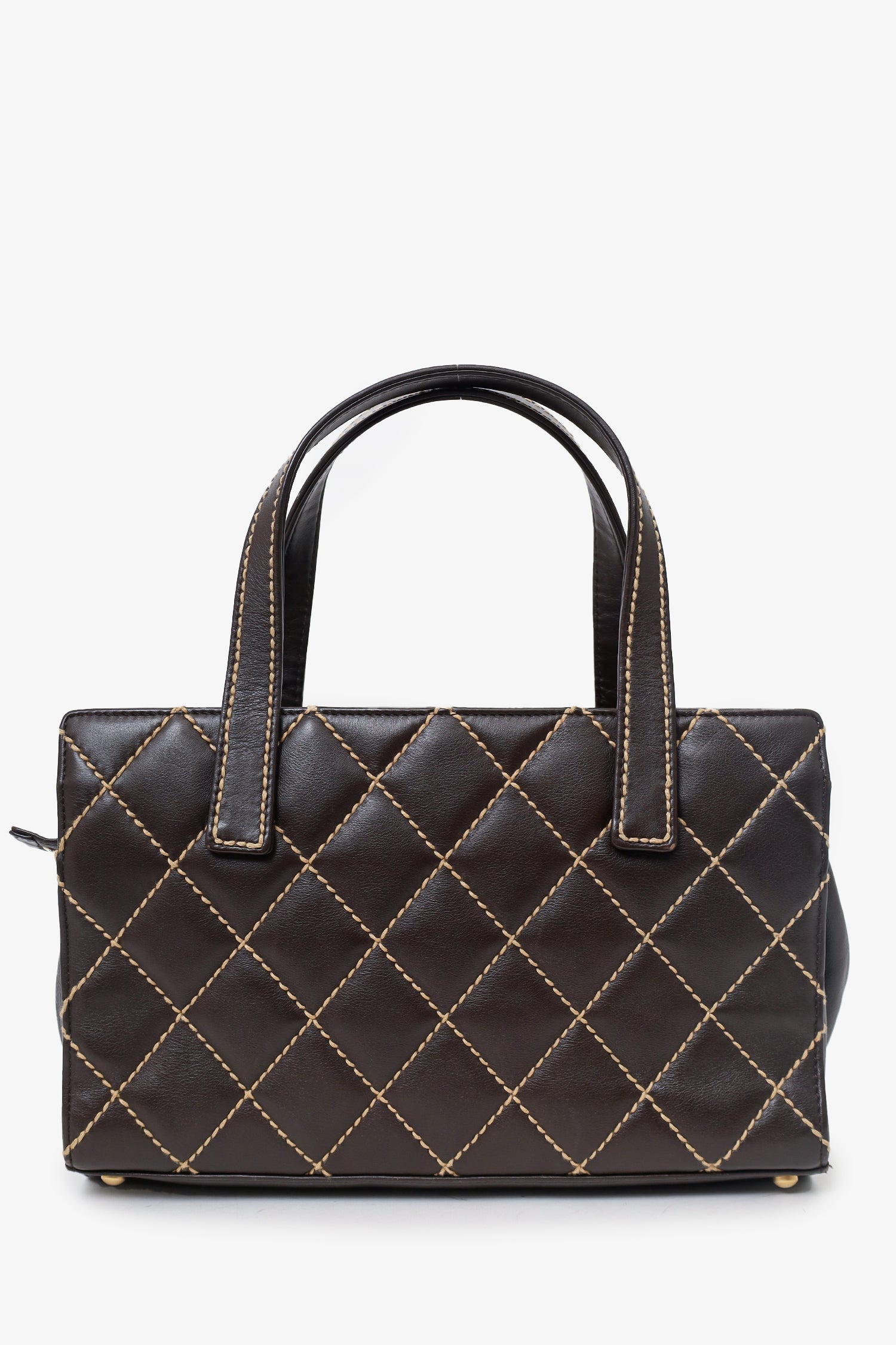 Chanel™ 2004-05 Brown Leather Wild Stitch Coco Mark Leather Tote Bag