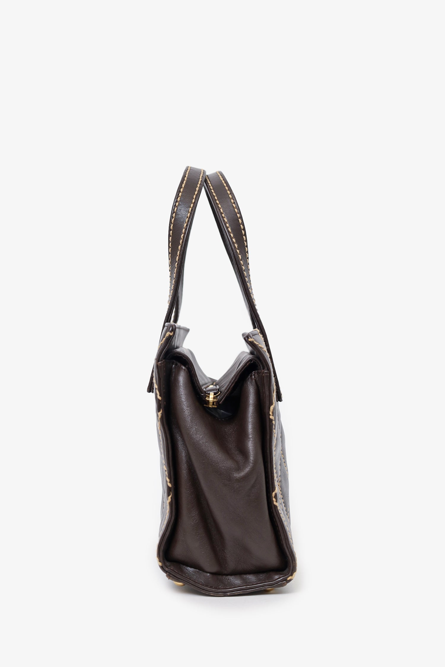 Chanel™ 2004-05 Brown Leather Wild Stitch Coco Mark Leather Tote Bag