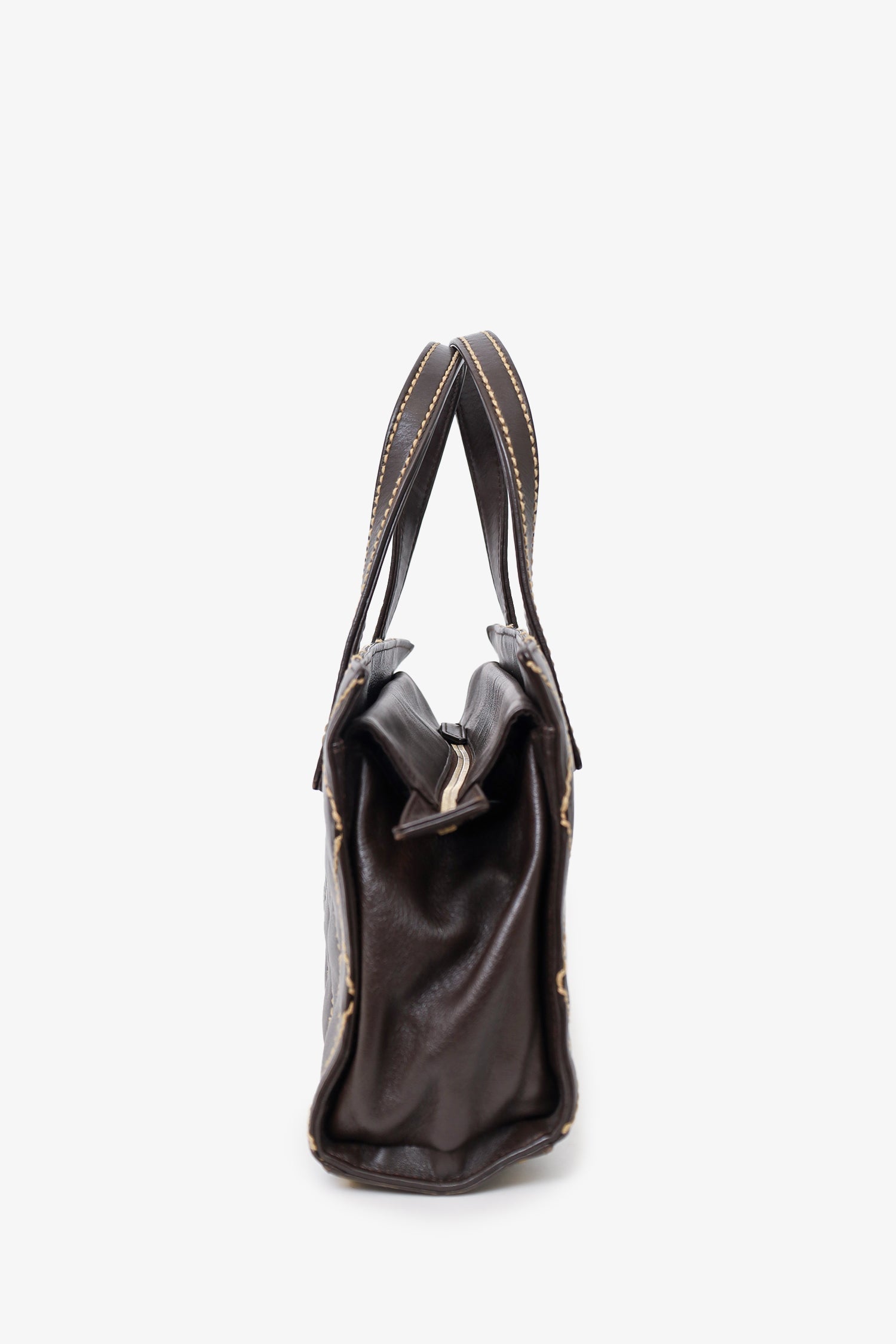 Chanel™ 2004-05 Brown Leather Wild Stitch Coco Mark Leather Tote Bag