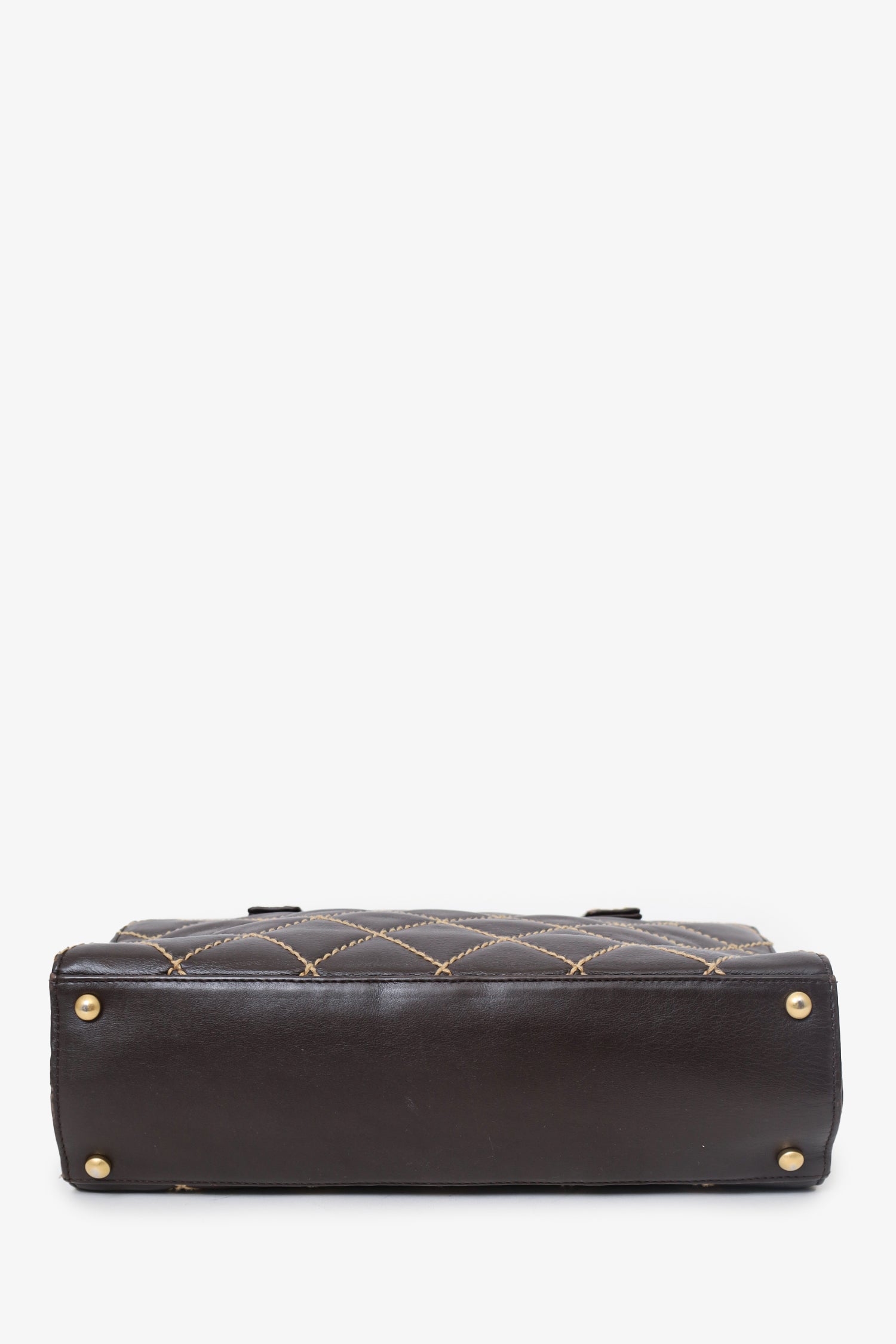 Chanel™ 2004-05 Brown Leather Wild Stitch Coco Mark Leather Tote Bag