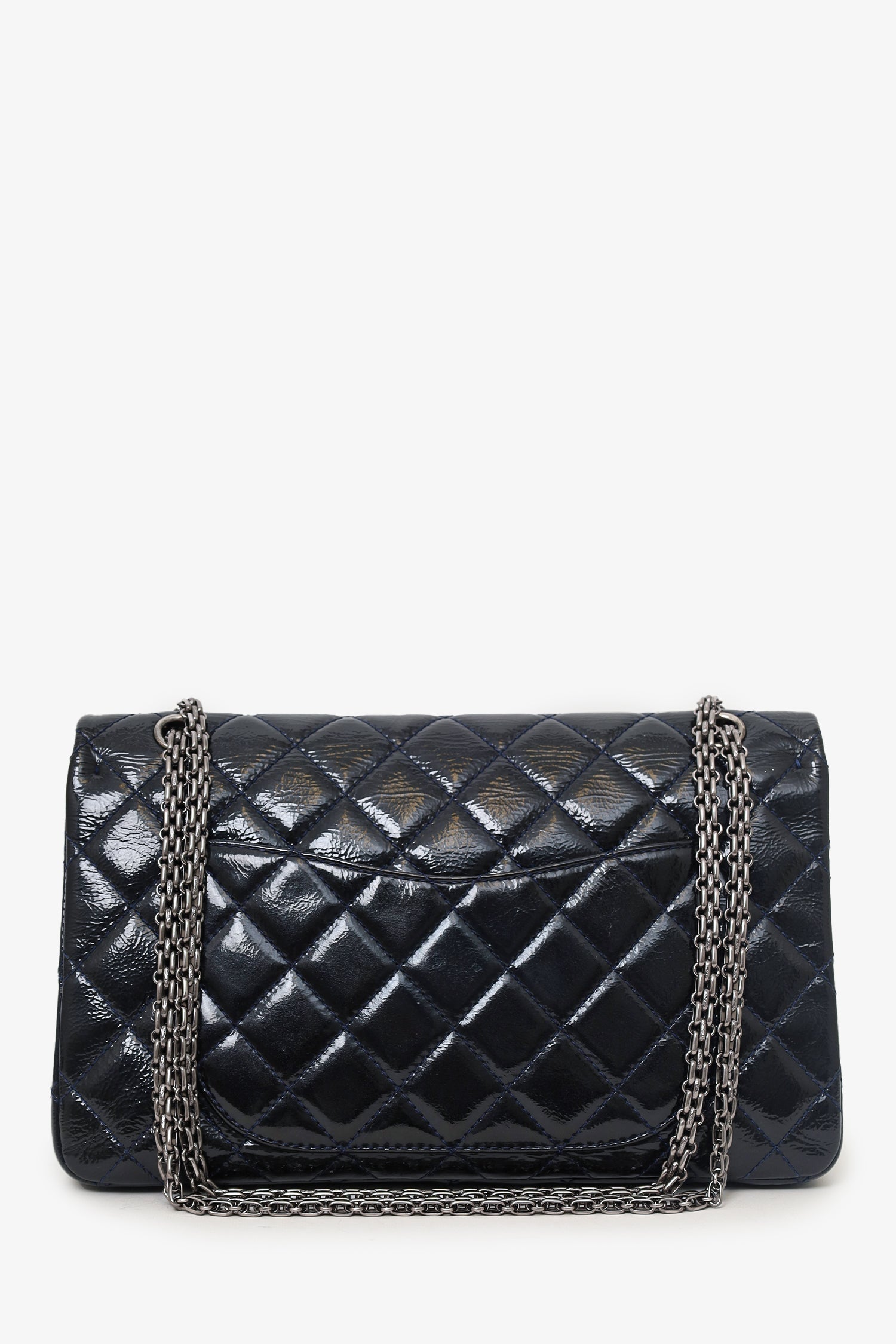 Chanel™ 2010-11 Navy Patent Leather Reissue 227 Double Flap Bag