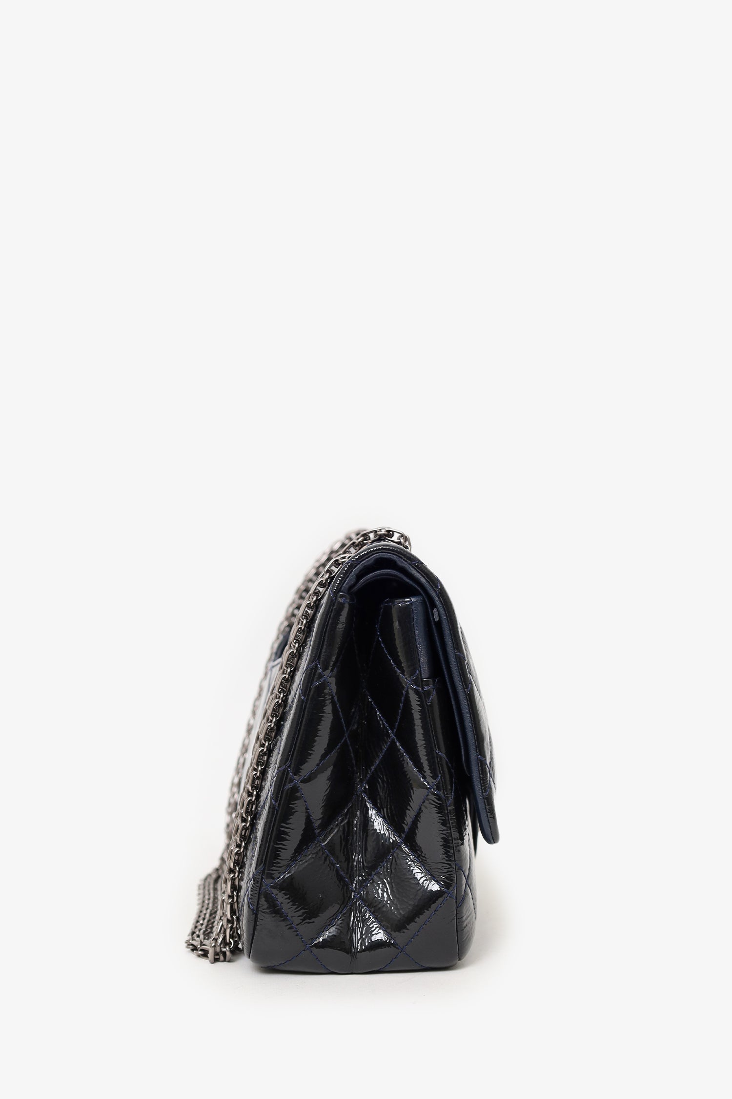 Chanel™ 2010-11 Navy Patent Leather Reissue 227 Double Flap Bag