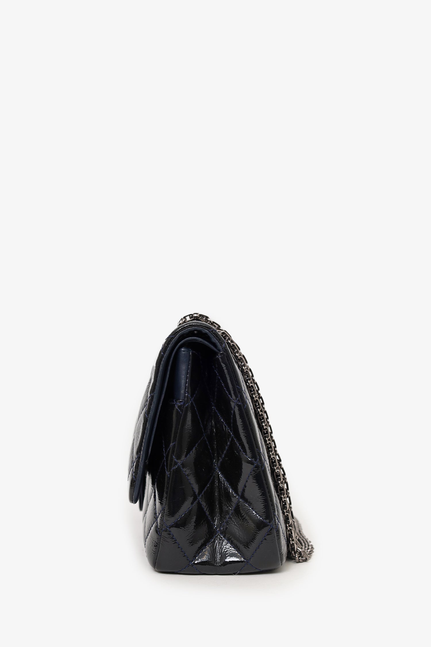 Chanel™ 2010-11 Navy Patent Leather Reissue 227 Double Flap Bag