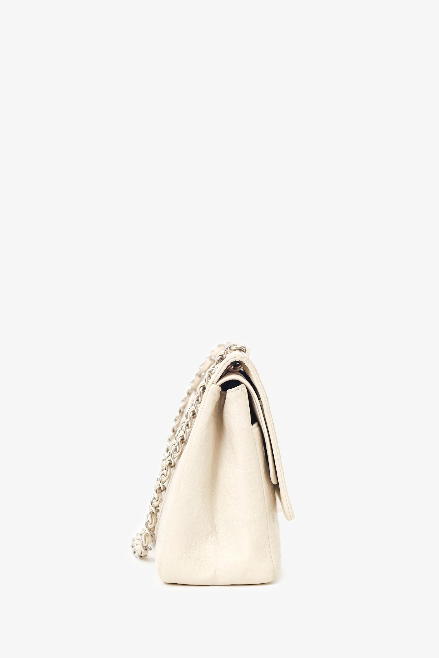 Chanel™ 2008-09 White Embossed CC Calfskin Unlimited Reissue 228 Flap Bag