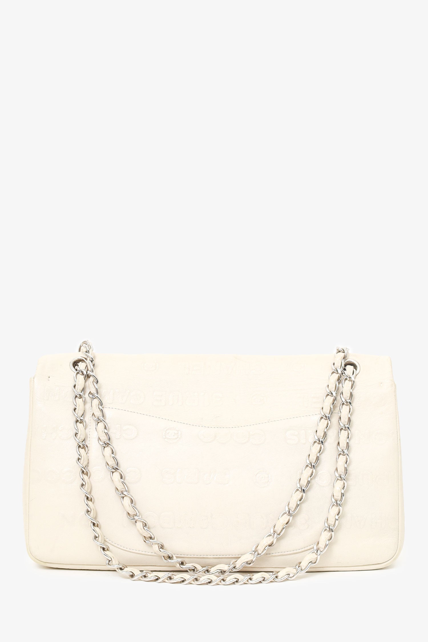 Chanel™ 2008-09 White Embossed CC Calfskin Unlimited Reissue 228 Flap Bag
