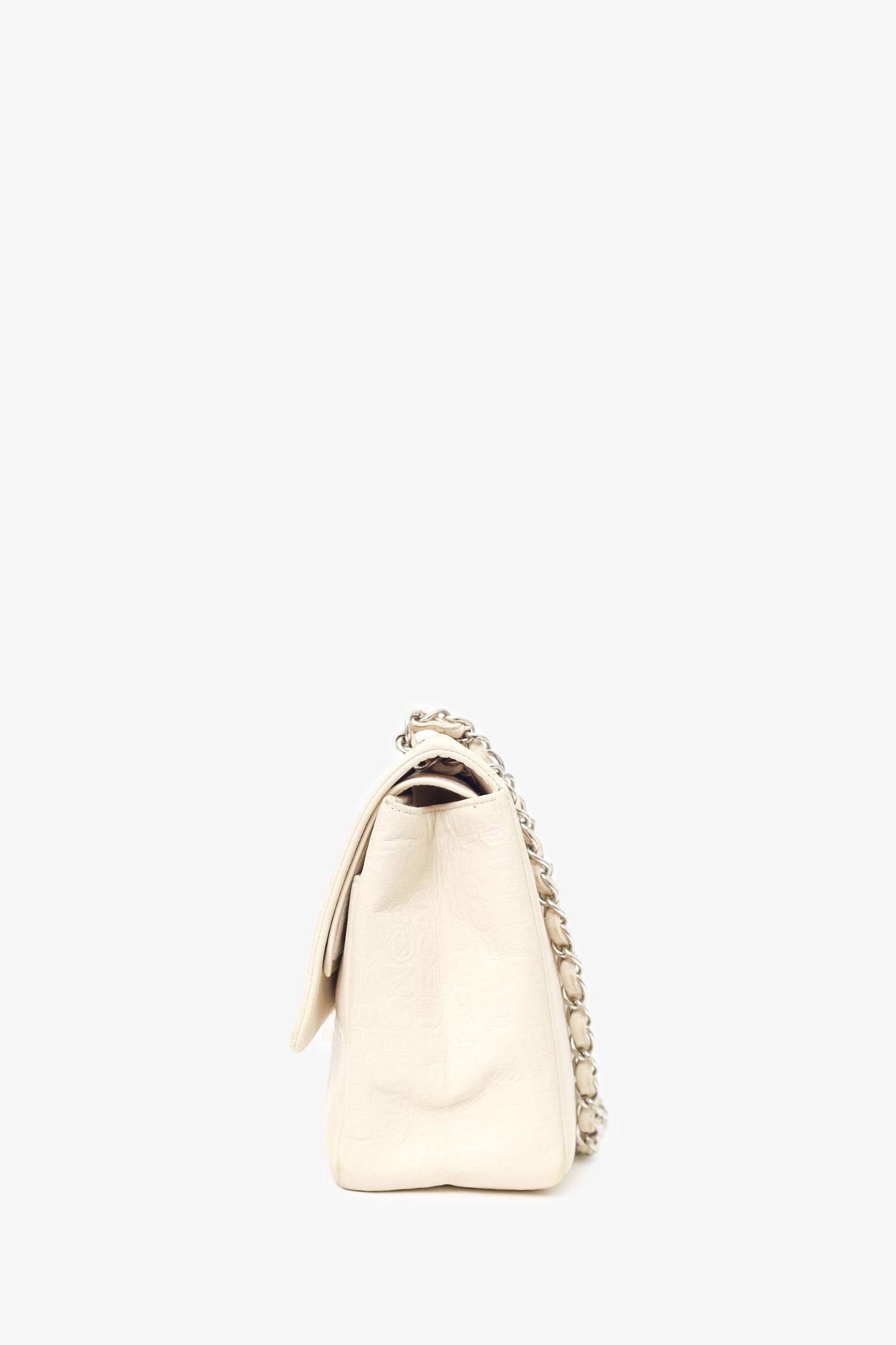 Chanel™ 2008-09 White Embossed CC Calfskin Unlimited Reissue 228 Flap Bag