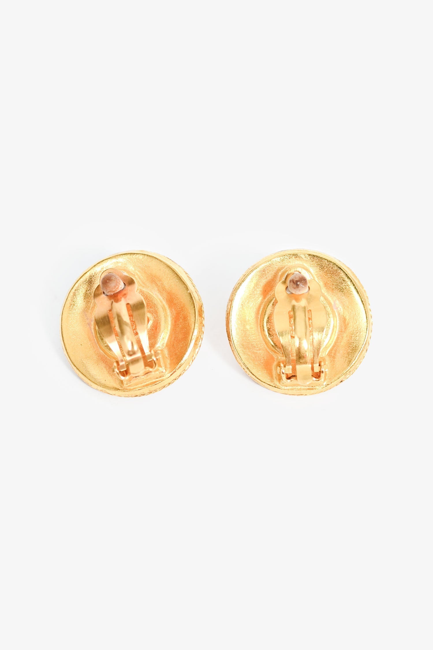 Chanel™ Gold Plated Round Pearl CC Clip-On Earrings
