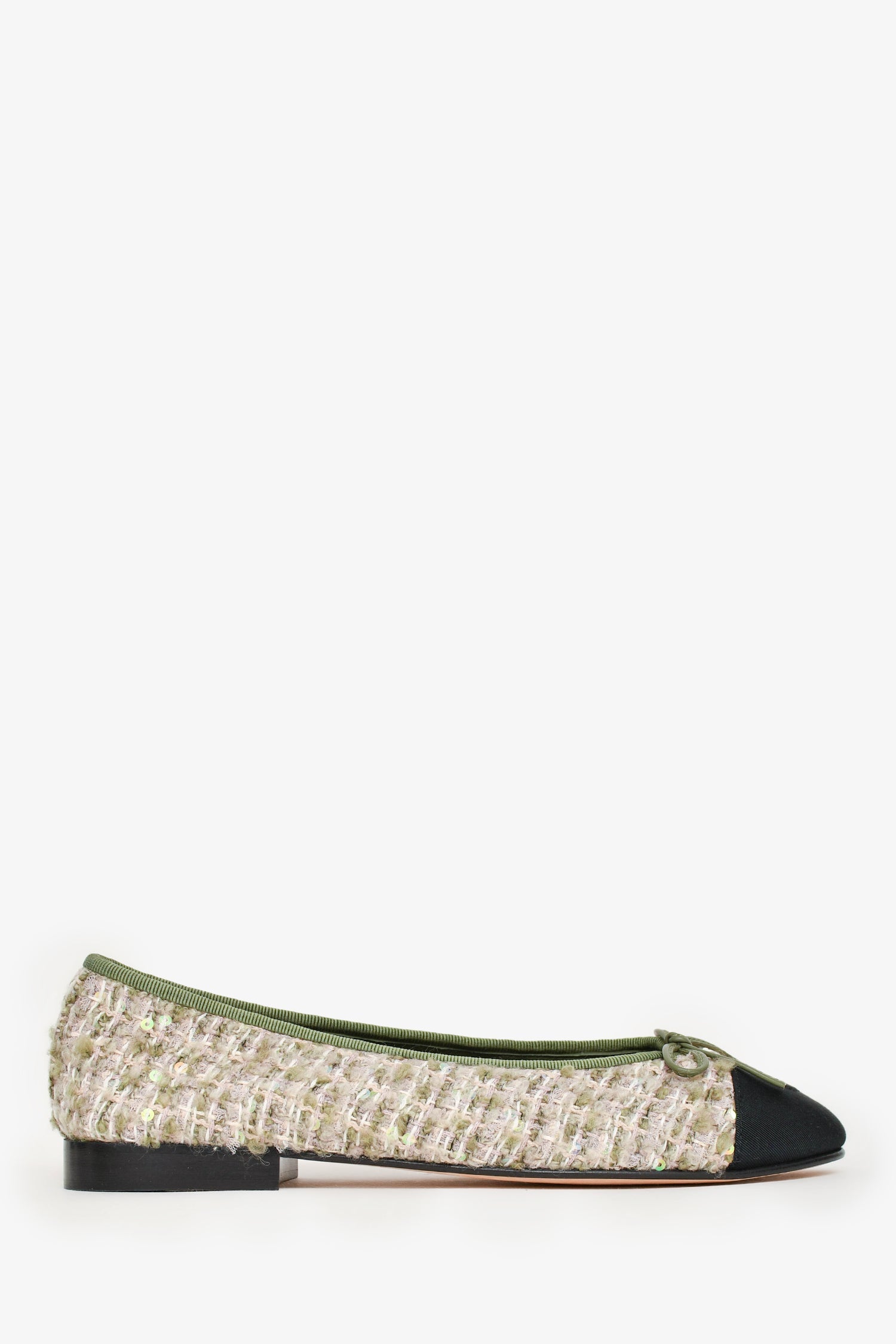 Chanel™ Green Tweed CC Ballet Flats Size 37C