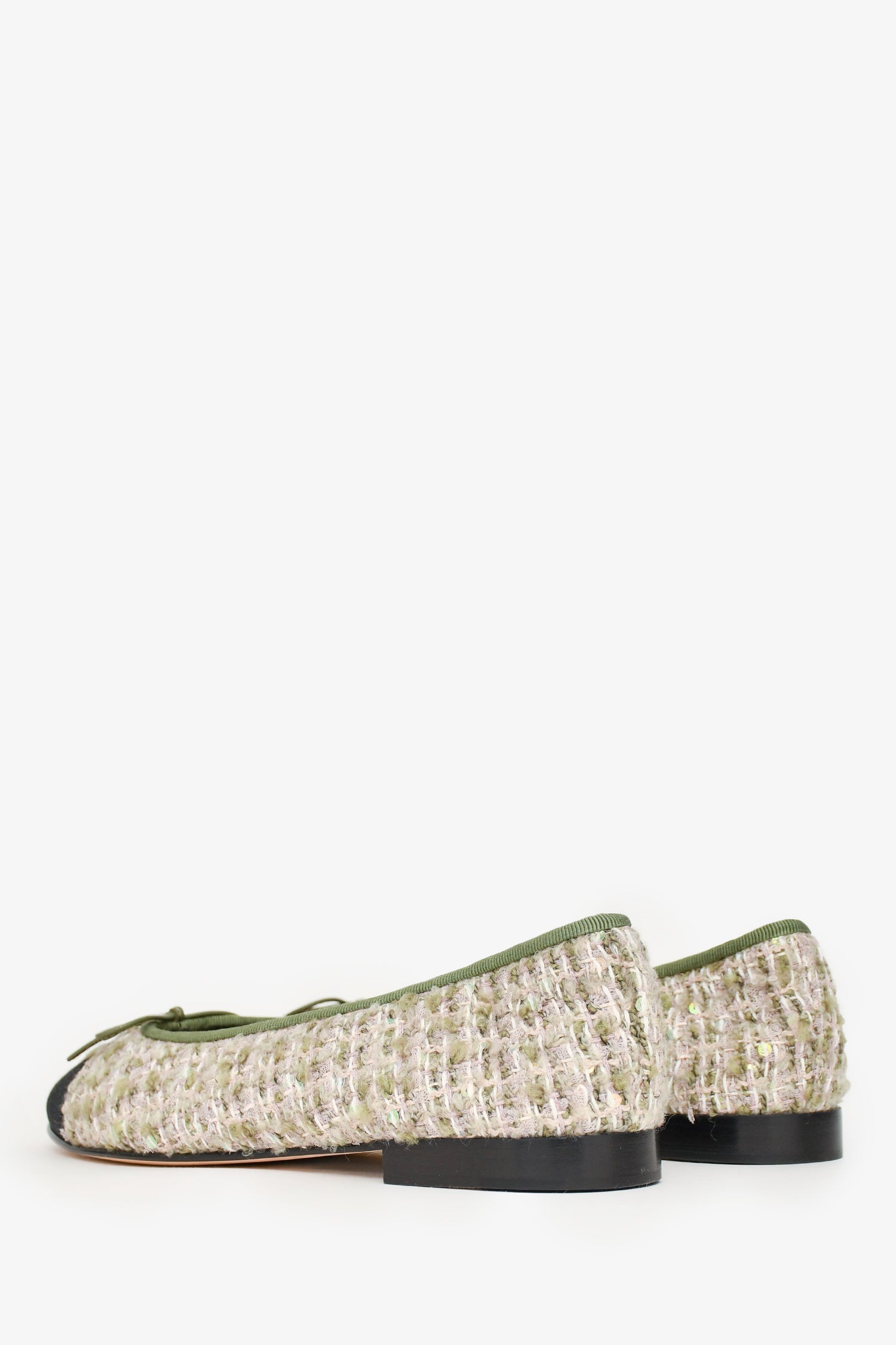 Chanel™ Green Tweed CC Ballet Flats Size 37C