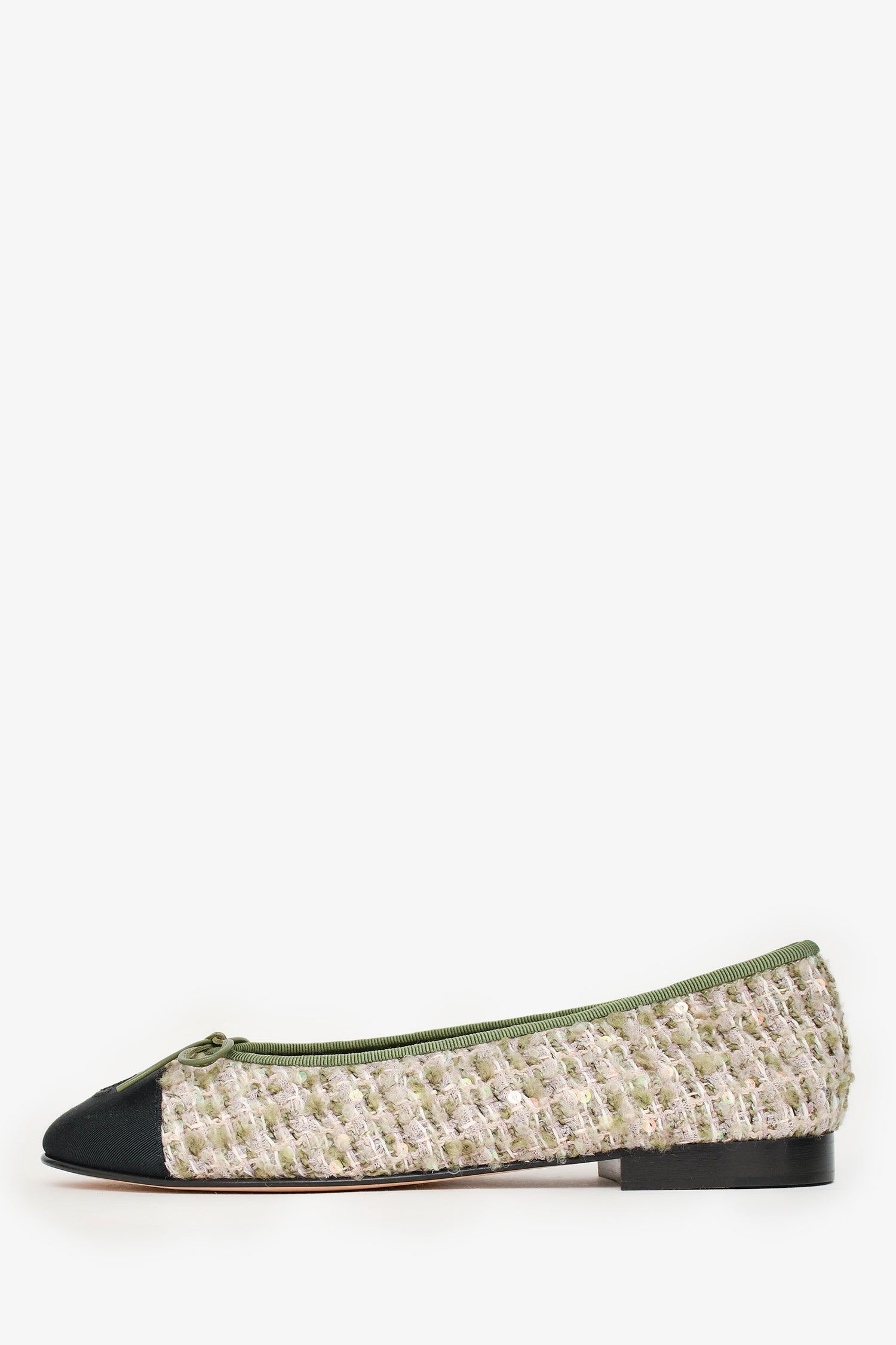 Chanel™ Green Tweed CC Ballet Flats Size 37C