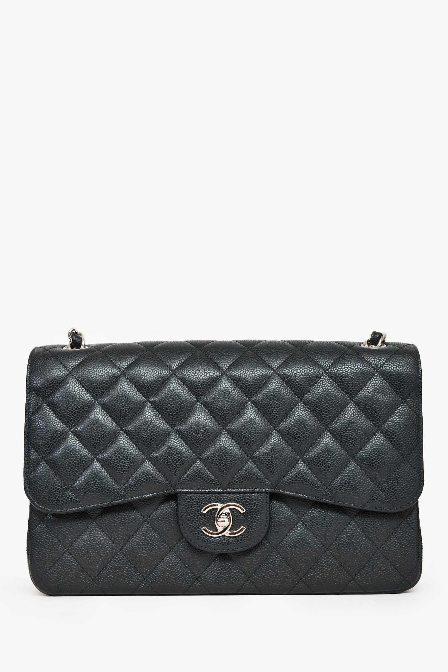 Chanel™ 2014 Black Caviar Leather Jumbo Double Flap