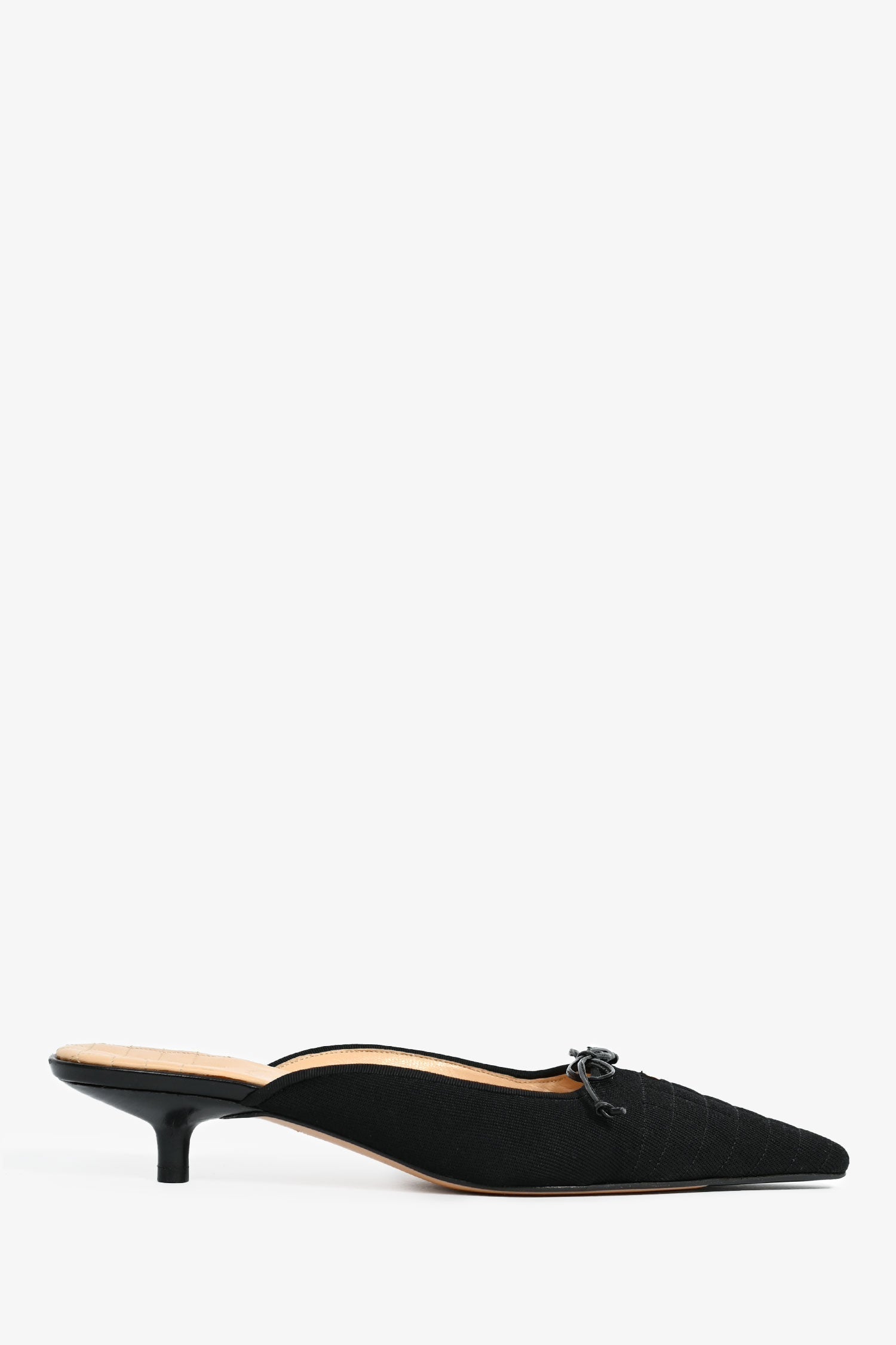 Chanel™ Black Quilted Fabric Pointed Toe Mules Size 38
