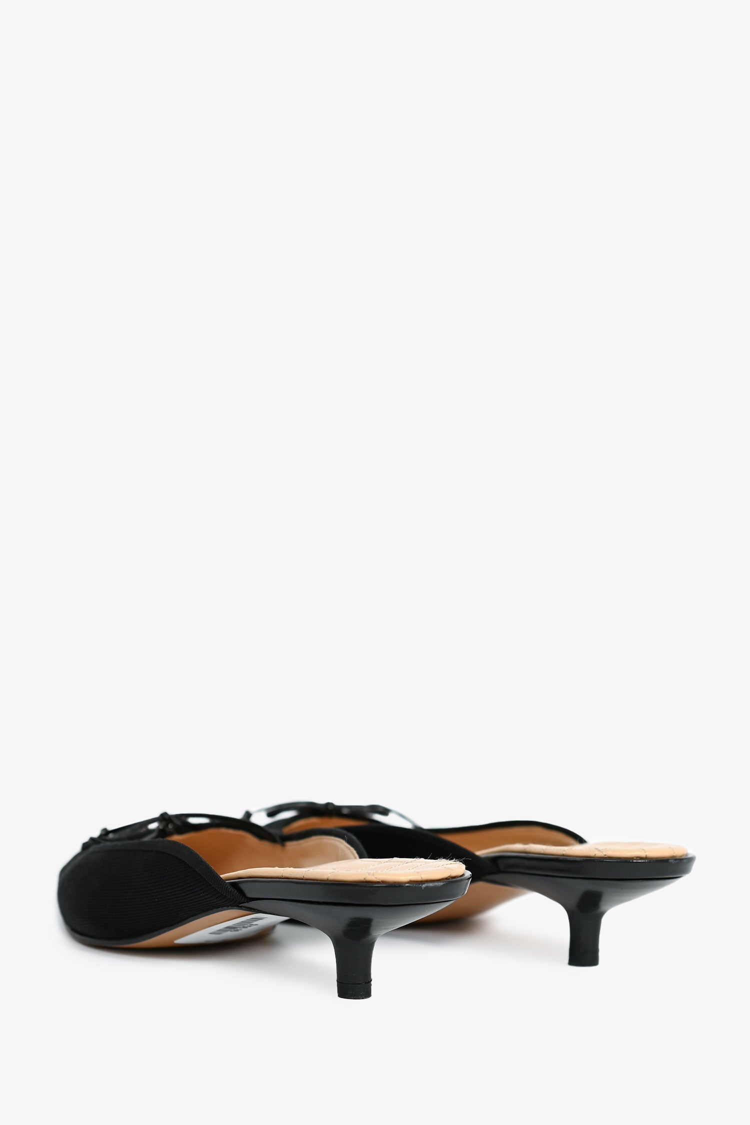 Chanel™ Black Quilted Fabric Pointed Toe Mules Size 38