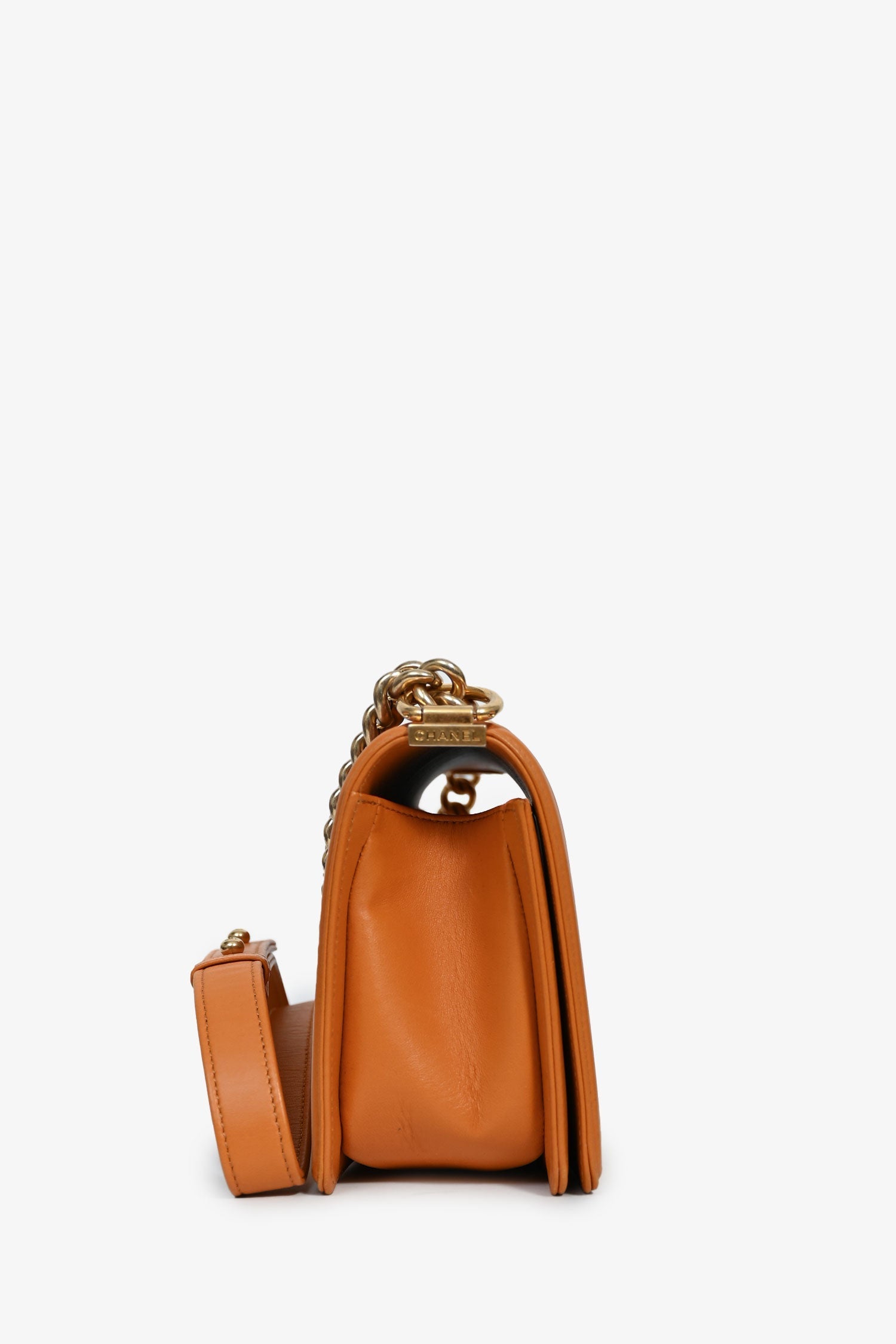 Chanel™ 2016-17 Orange Quilted Lambskin Medium Boy Bag