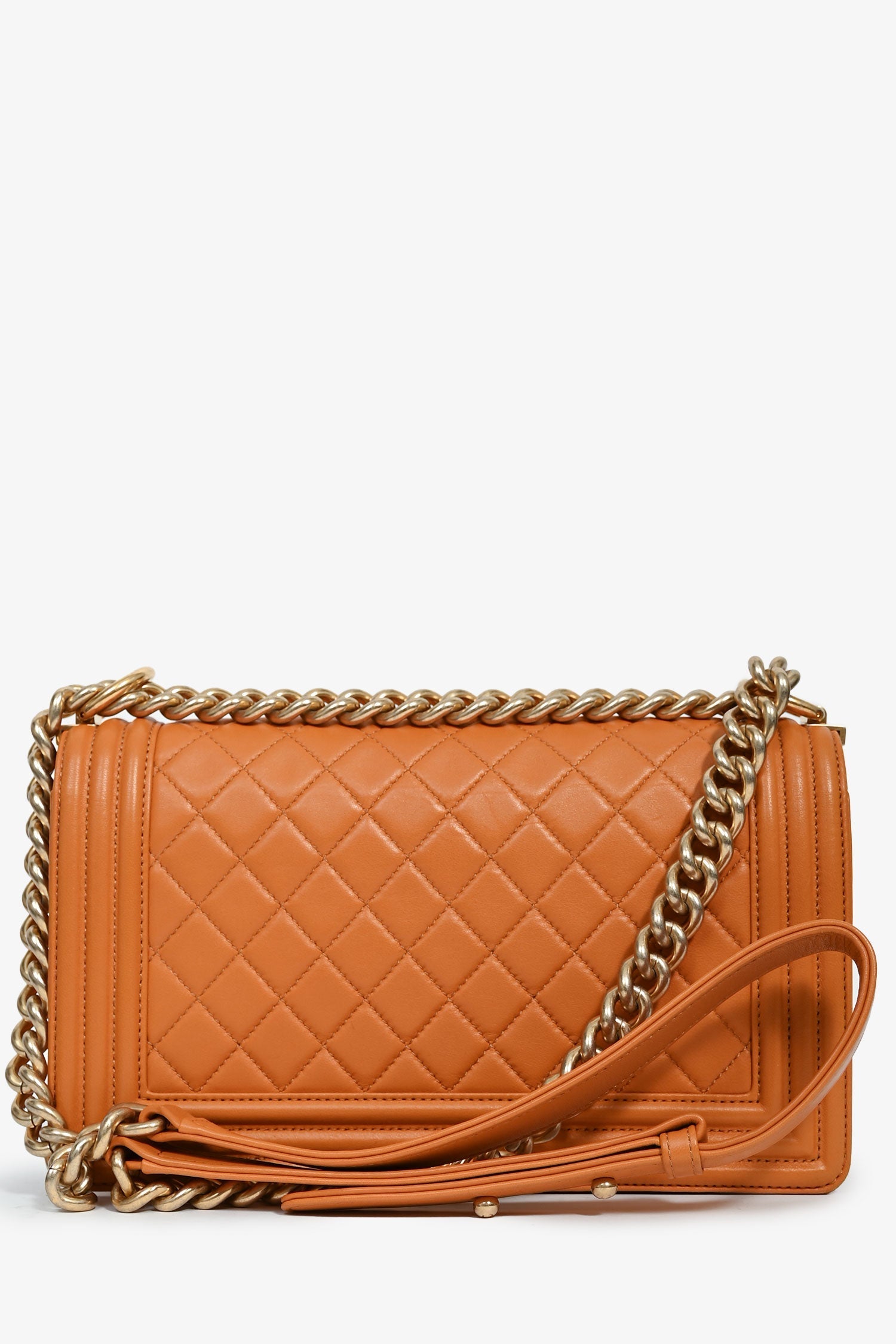 Chanel™ 2016-17 Orange Quilted Lambskin Medium Boy Bag