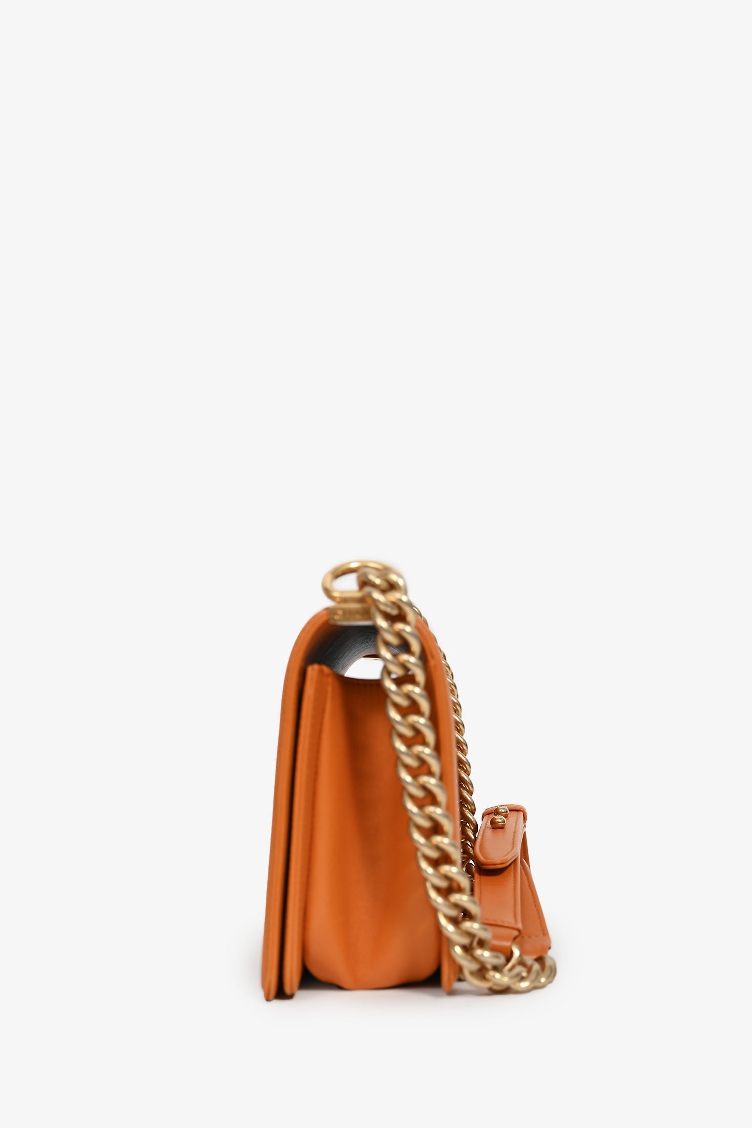 Chanel™ 2016-17 Orange Quilted Lambskin Medium Boy Bag