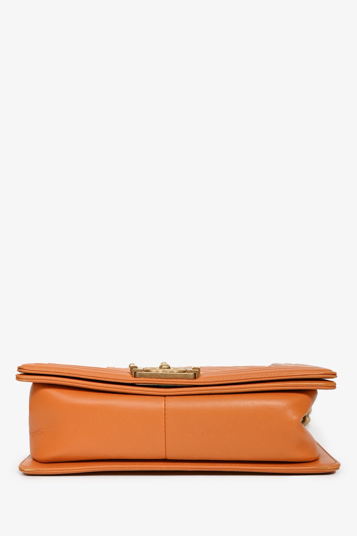 Chanel™ 2016-17 Orange Quilted Lambskin Medium Boy Bag