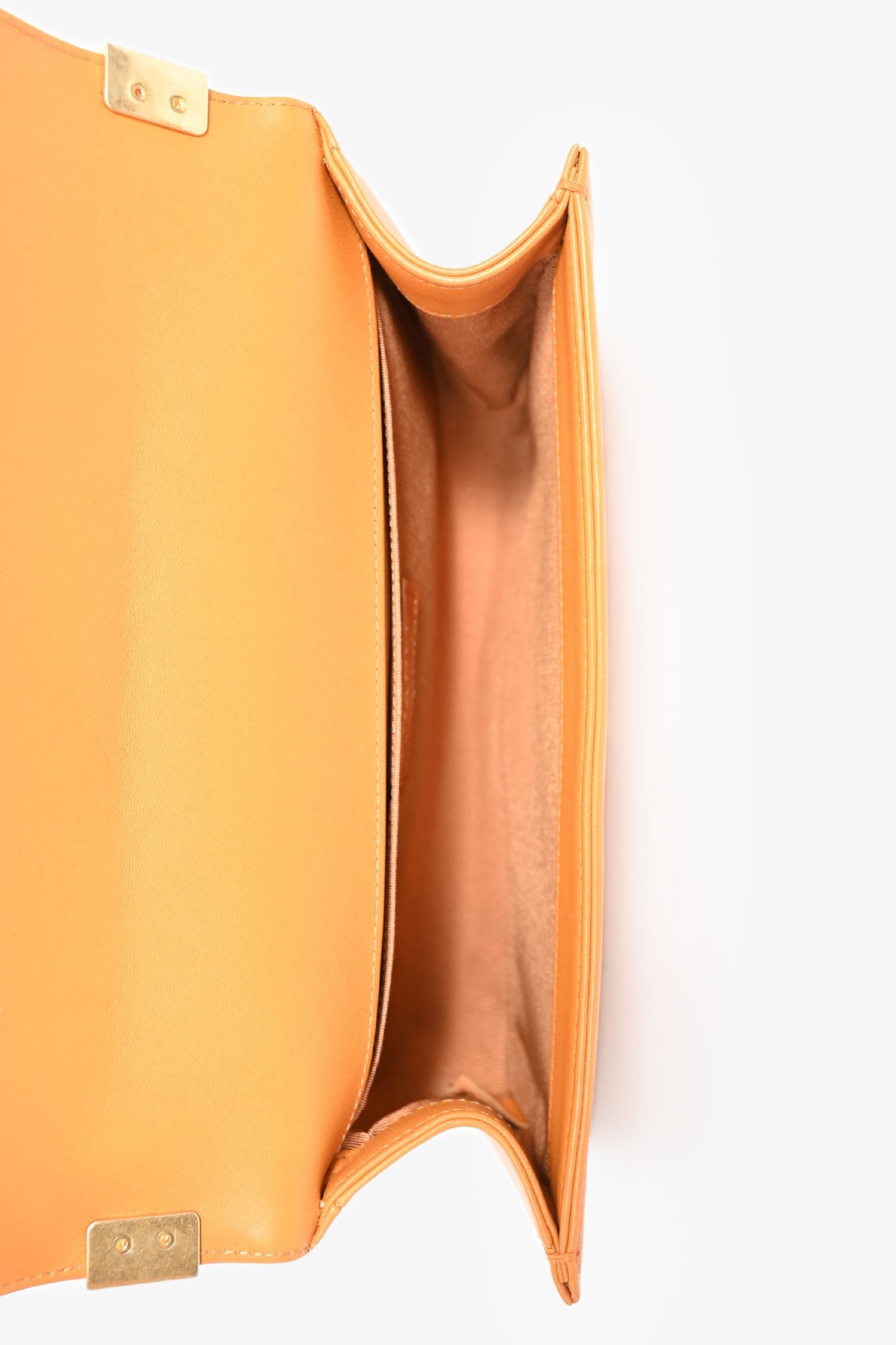 Chanel™ 2016-17 Orange Quilted Lambskin Medium Boy Bag