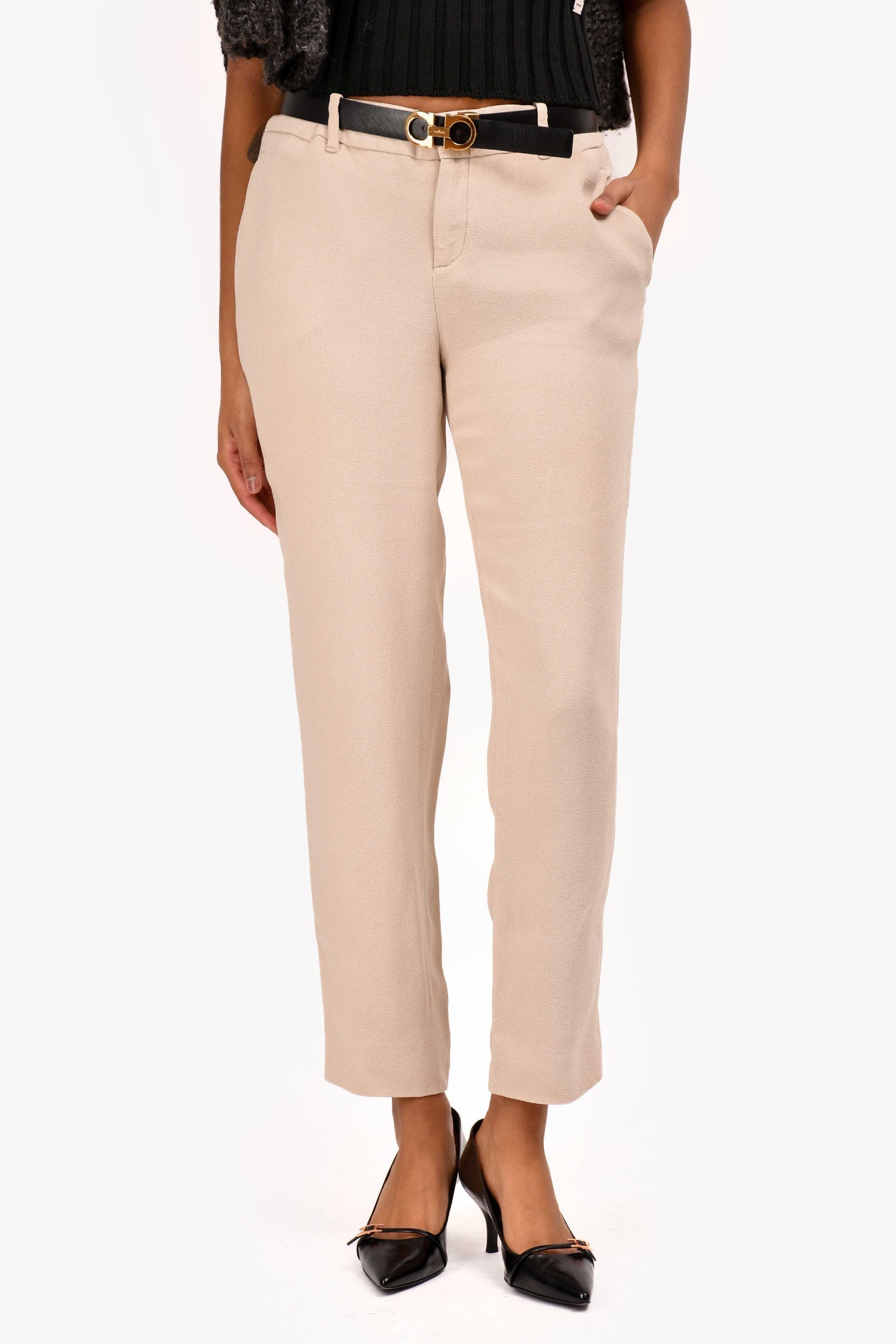 Gucci 2013 Beige Crop Legged Pants Size 44