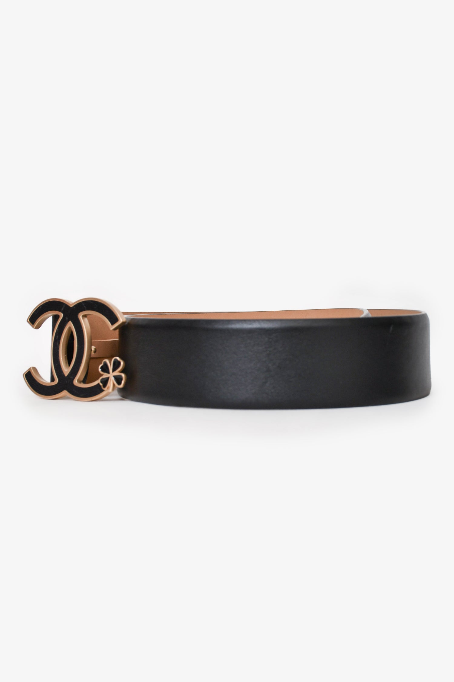 Chanel™ 2012 Black Leather CC Buckle Belt Size 75/30