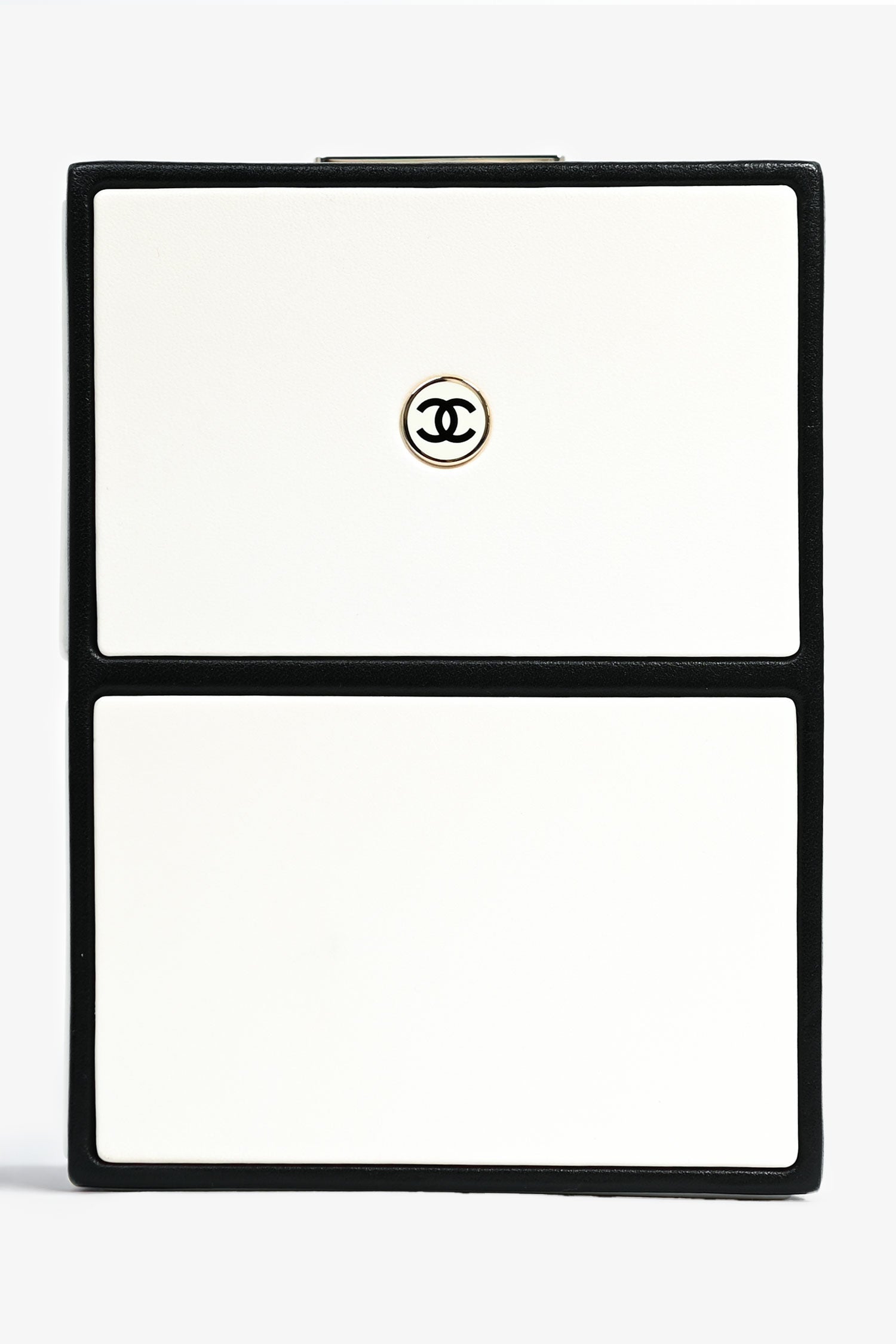 Chanel™ Black/White Leather No. 5 Perfume Clutch Evening Clutch