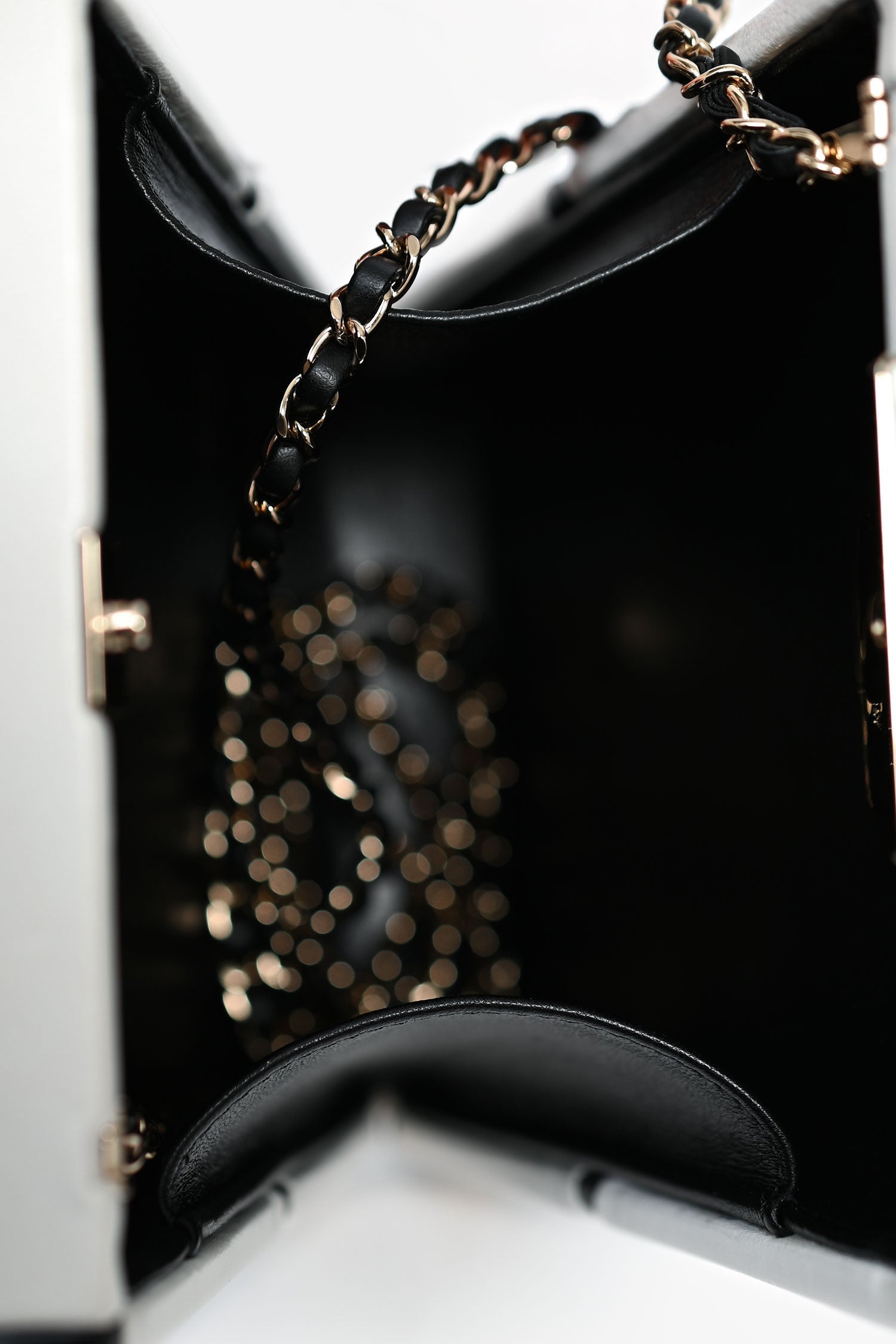 Chanel™ Black/White Leather No. 5 Perfume Clutch Evening Clutch