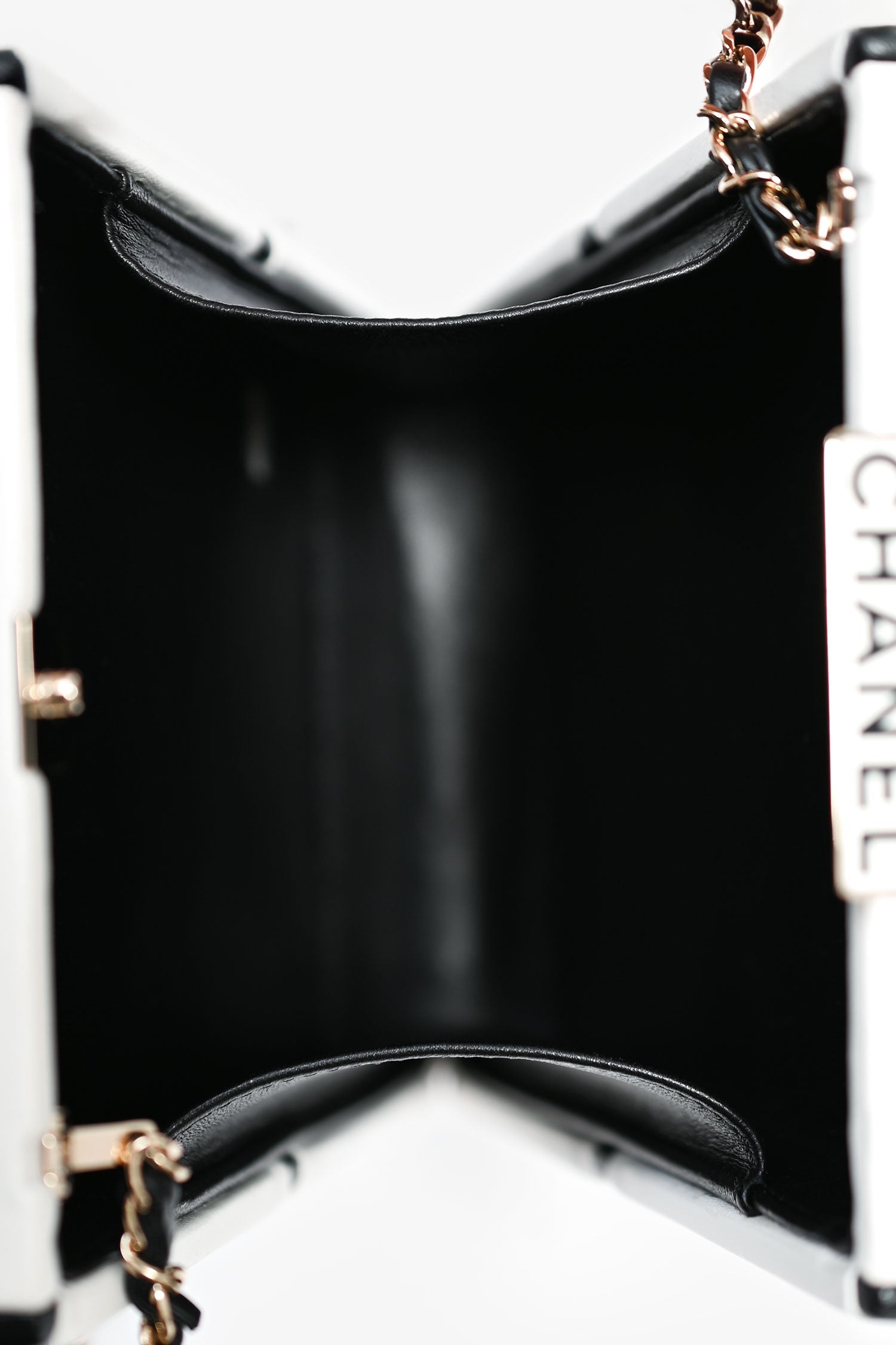 Chanel™ Black/White Leather No. 5 Perfume Clutch Evening Clutch