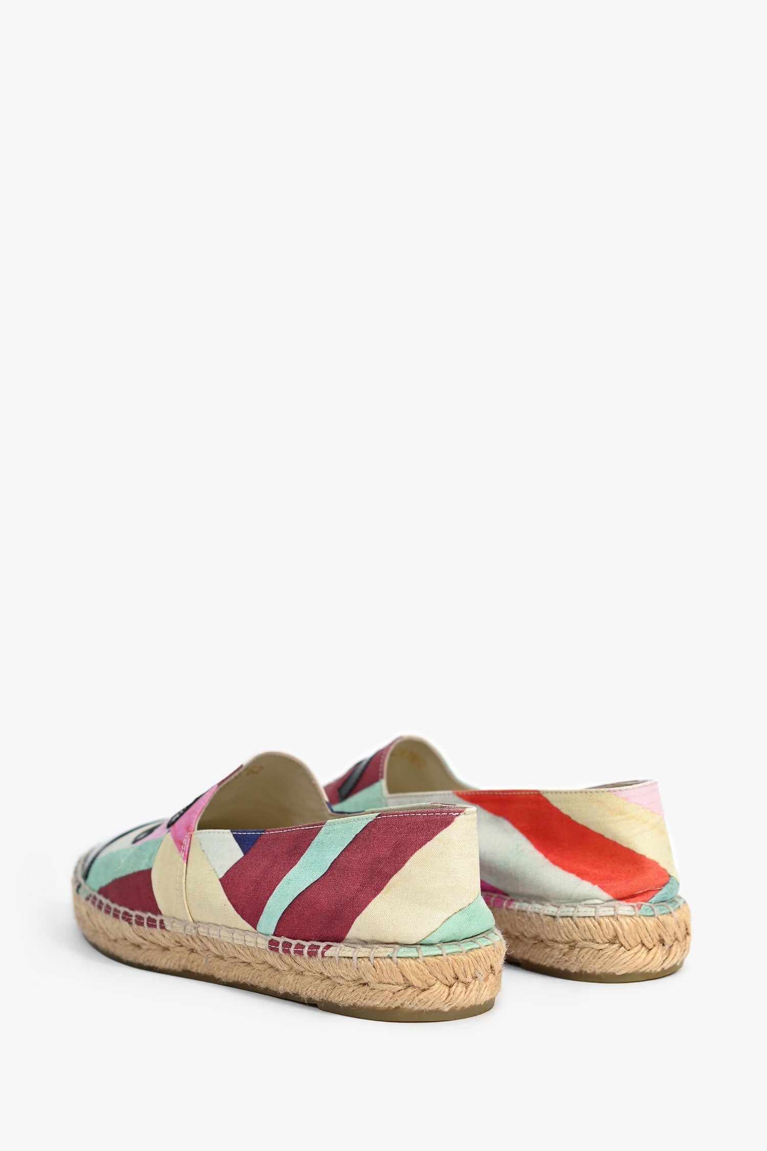 Chanel™ Multicolour Canvas/Black Patent CC Espadrilles Size 38