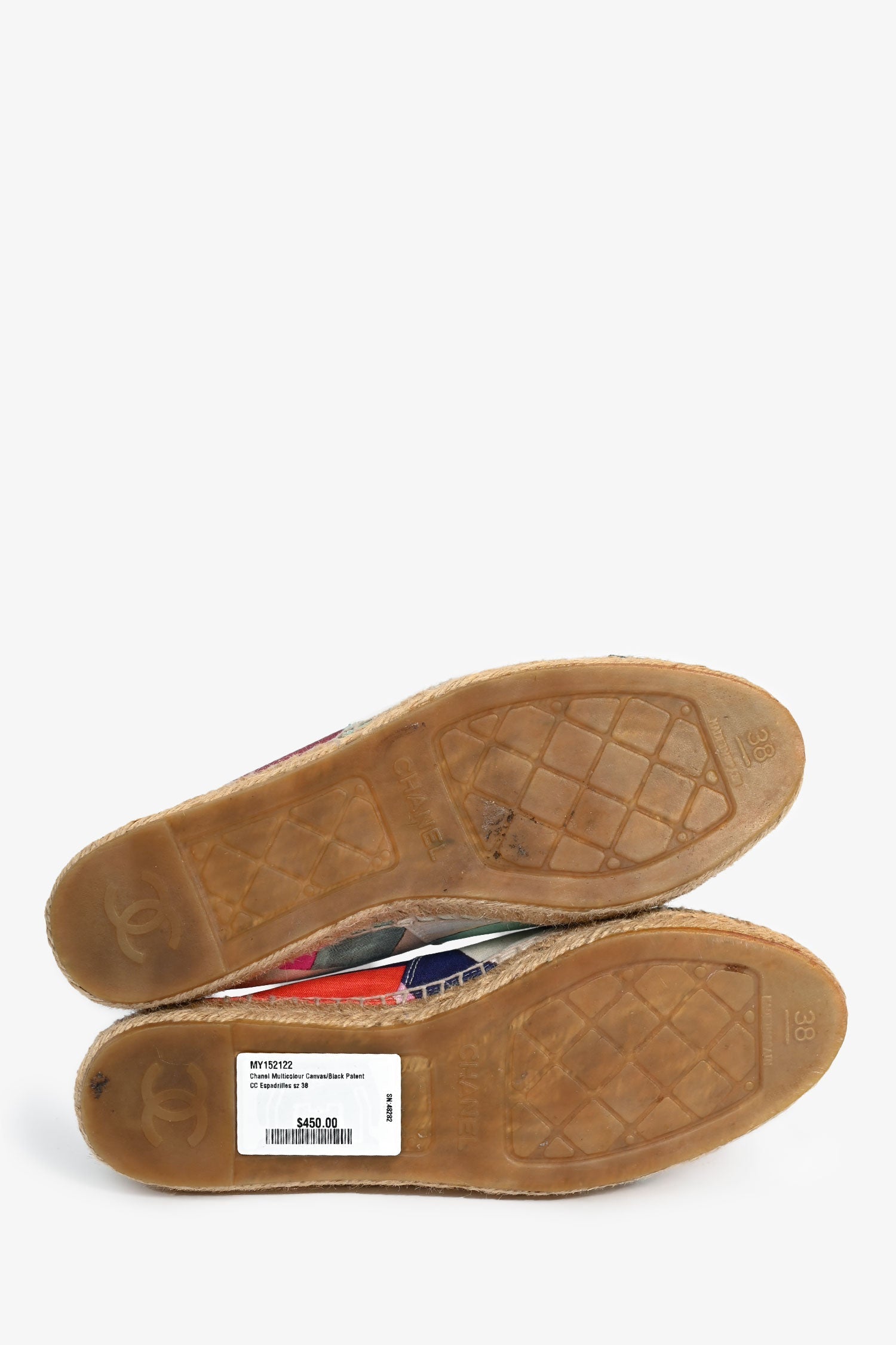 Chanel™ Multicolour Canvas/Black Patent CC Espadrilles Size 38