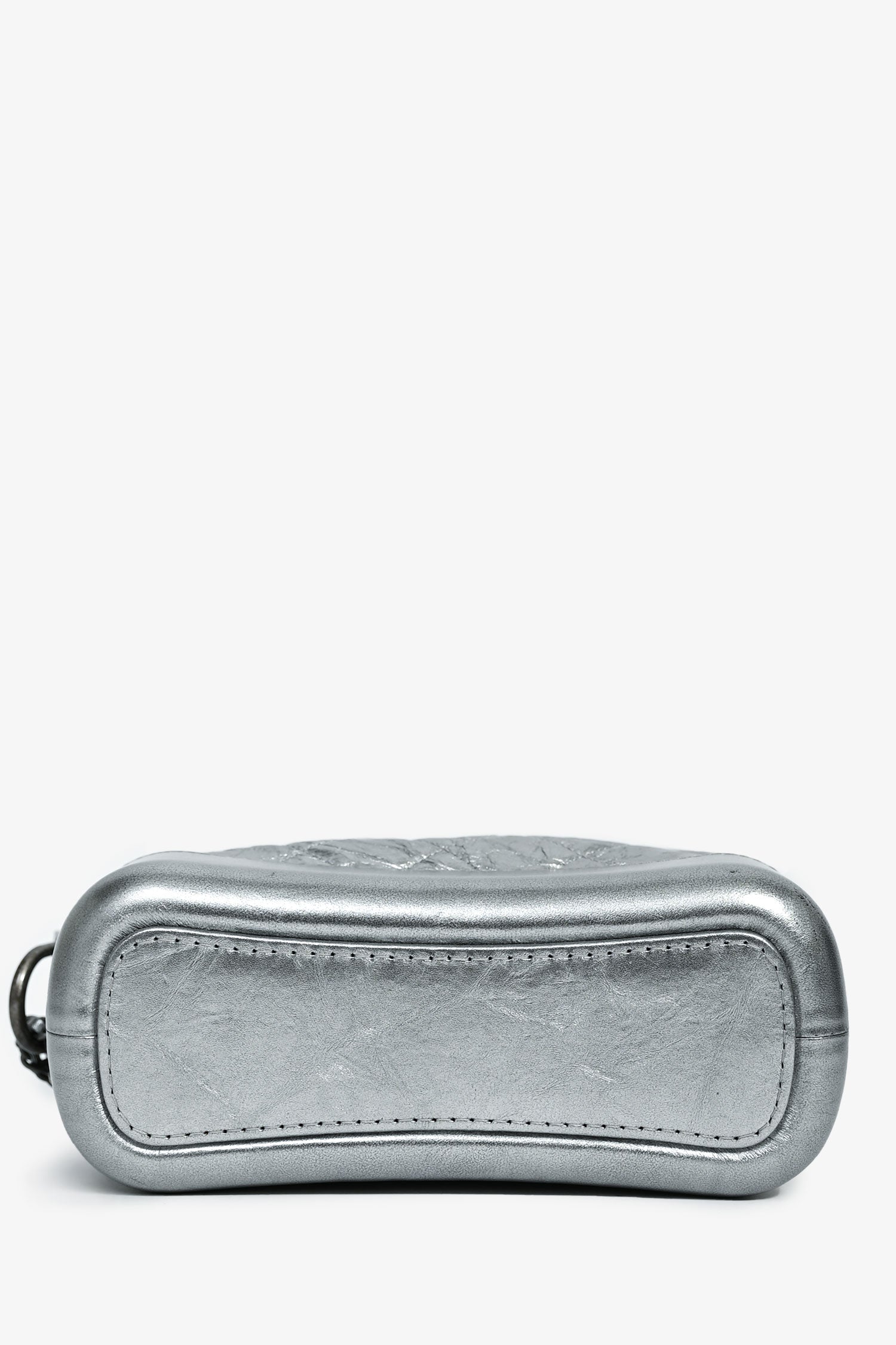Chanel™ 2017-18 Silver Calfskin Small Gabrielle Hobo Multi-Chain Bag (As Is)
