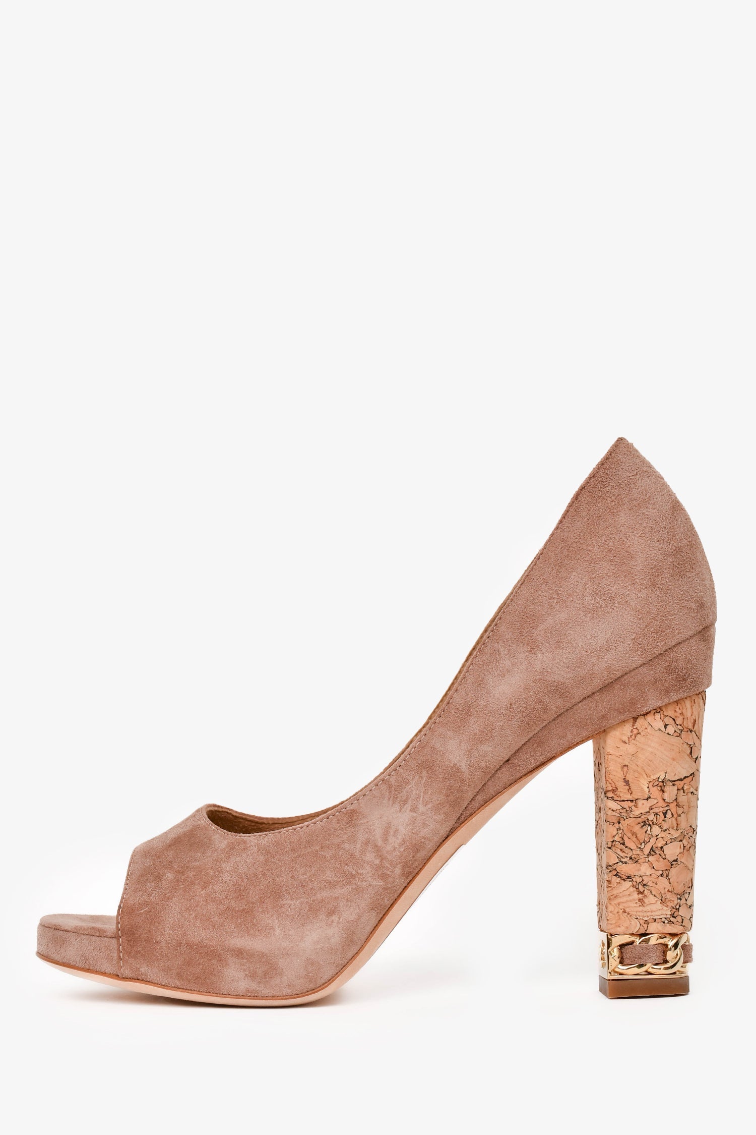 Chanel™ Beige Suede Leather Peep Toes Heels Size 36.5