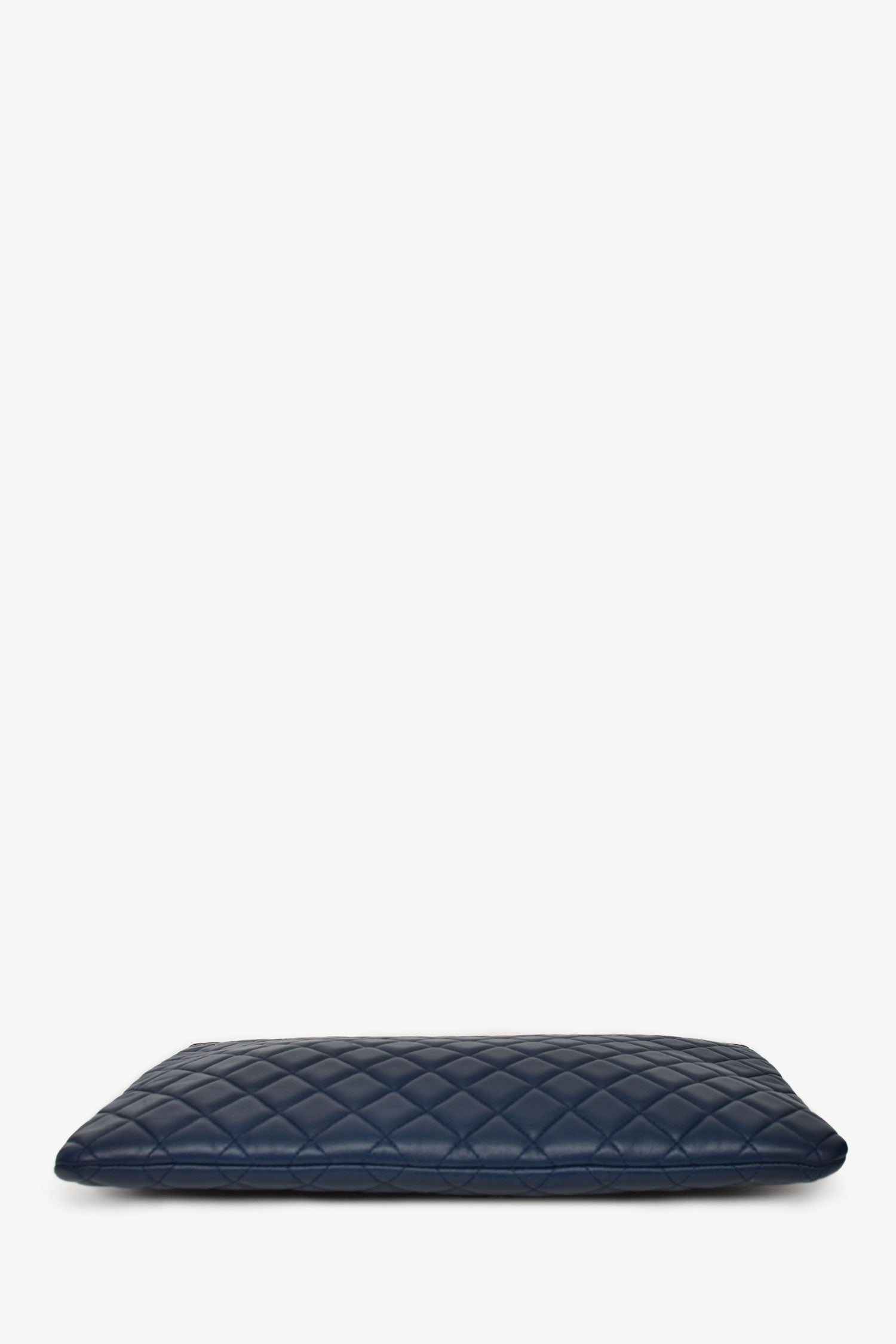 Chanel™ 2015-16 Navy Blue Quilted Lambskin Leather Large Zip O Case