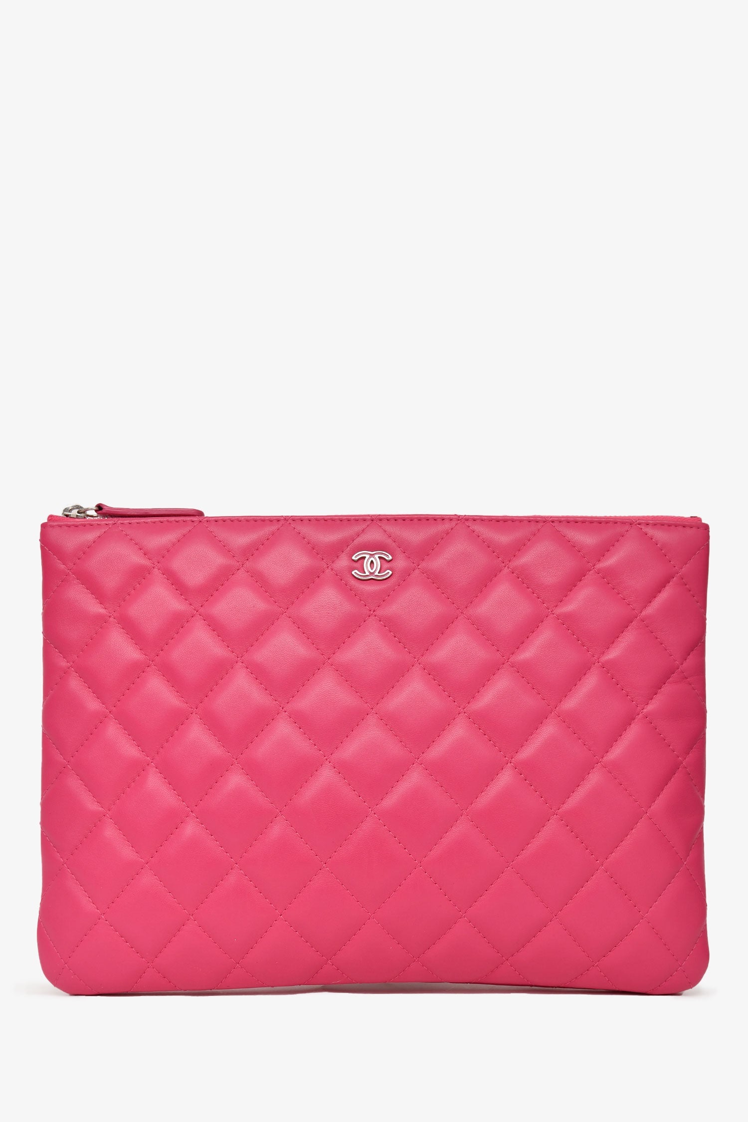 Chanel™ 2015-16 Pink Quilted Leather Medium Zip O Case