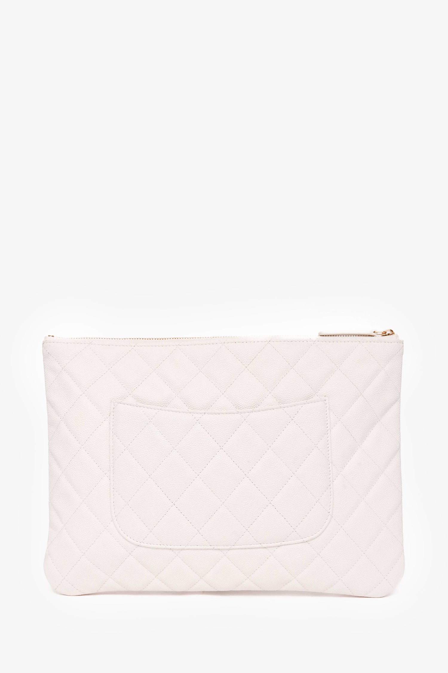 Chanel™ 2023 White Caviar Medium Classic Zipped Pouch