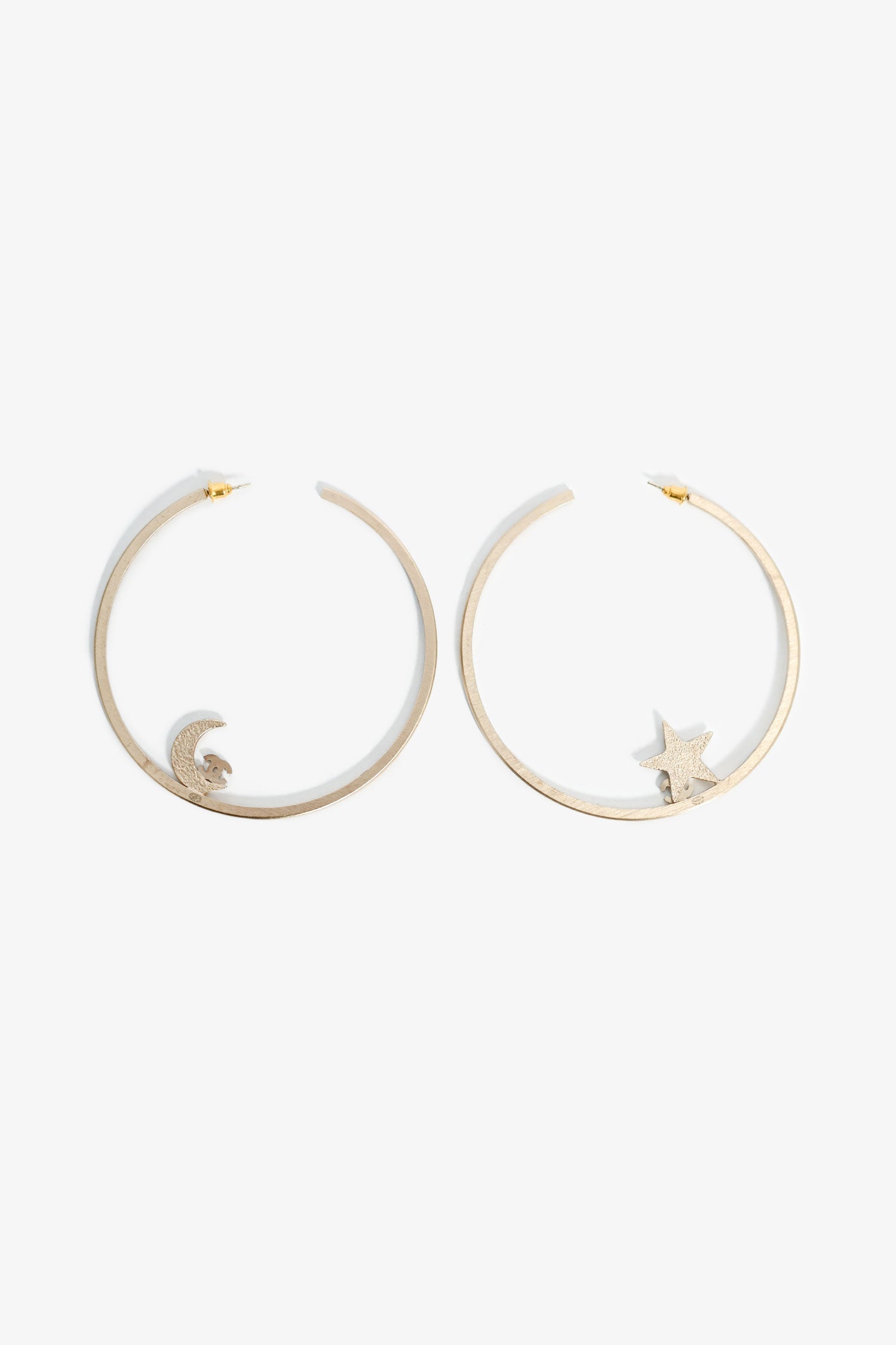 Chanel™ 2008 Gold-Tone Crystal CC Moon Hoops