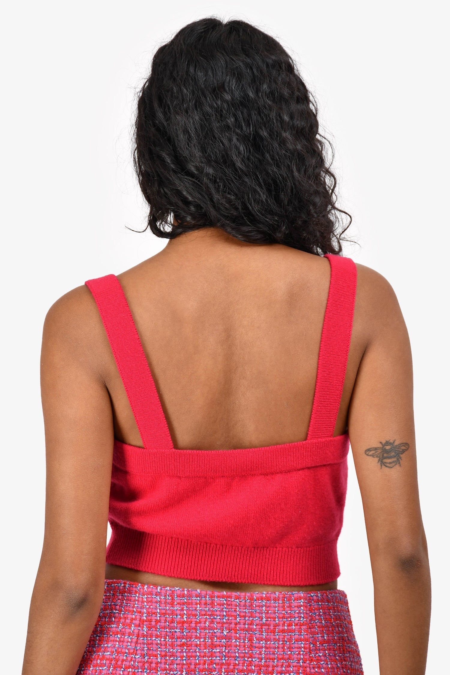 Chanel™ 2022 Pink Cashmere CC Button Crop Top Size 36