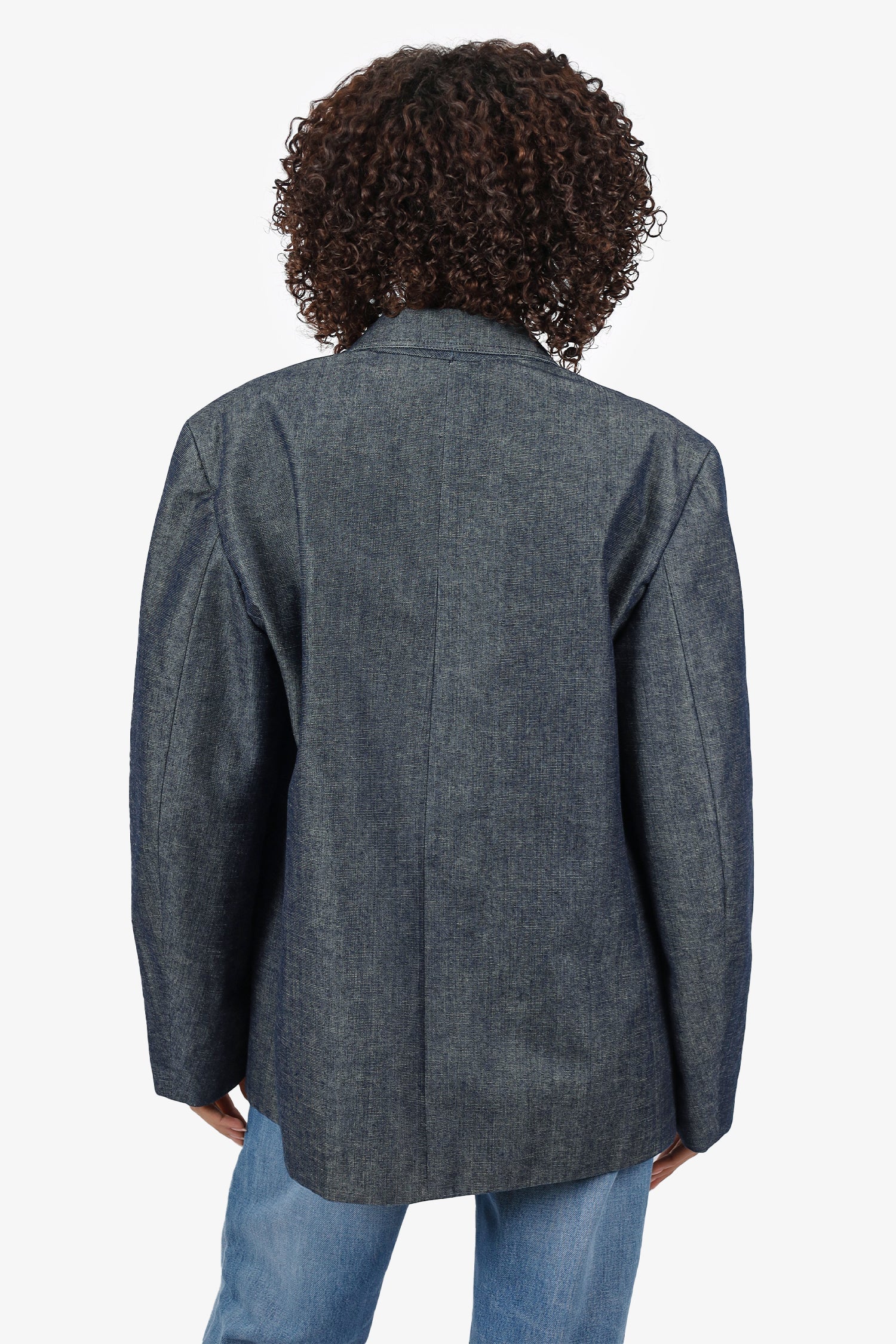 Chanel™ 00C Dark Blue Denim CC Button Blazer Size 48