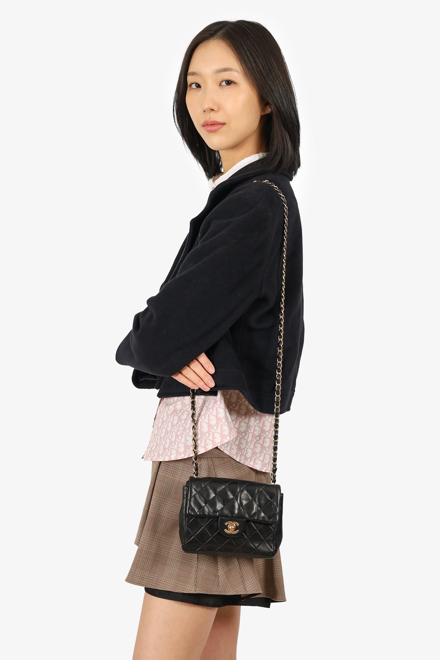 Chanel™ 2003-04 Black Lambskin Mini Square Flap Bag