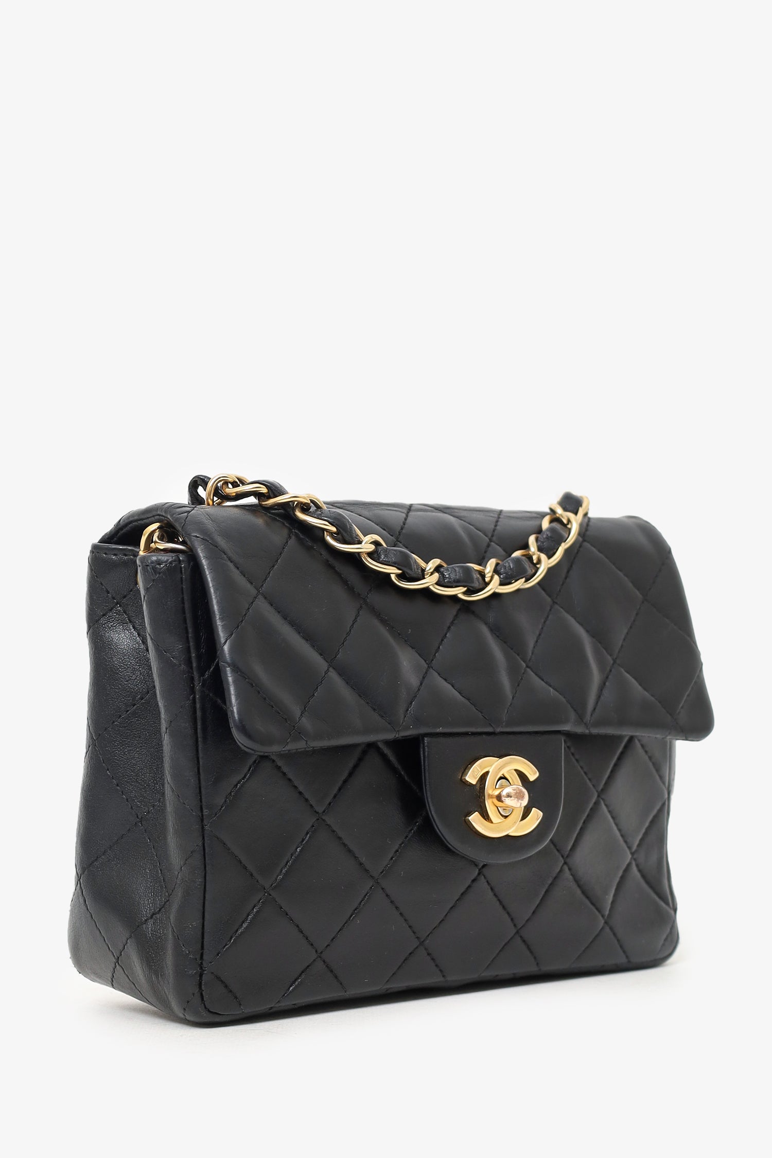 Chanel™ 2003-04 Black Lambskin Mini Square Flap Bag